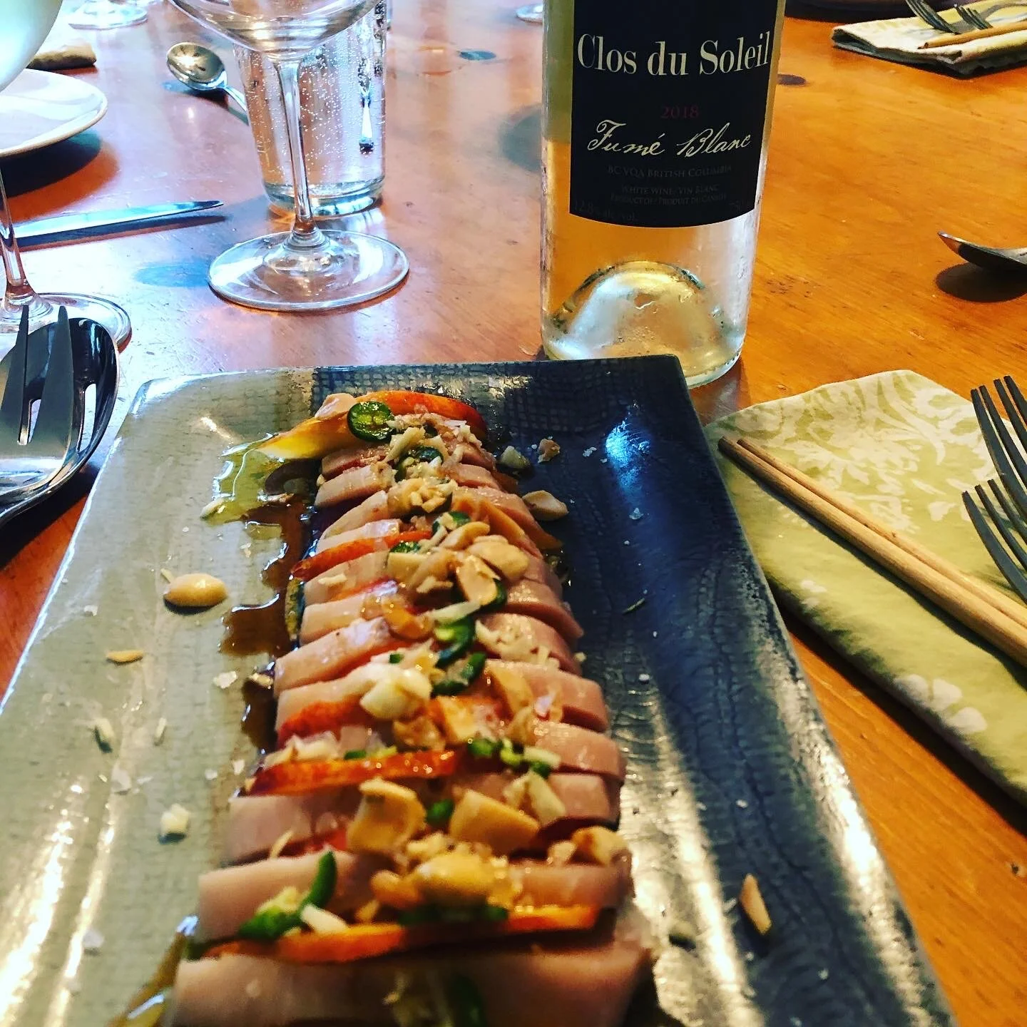 Hamachi Sashimi, Nectarine, Marcona Almonds &amp; Jalapeño