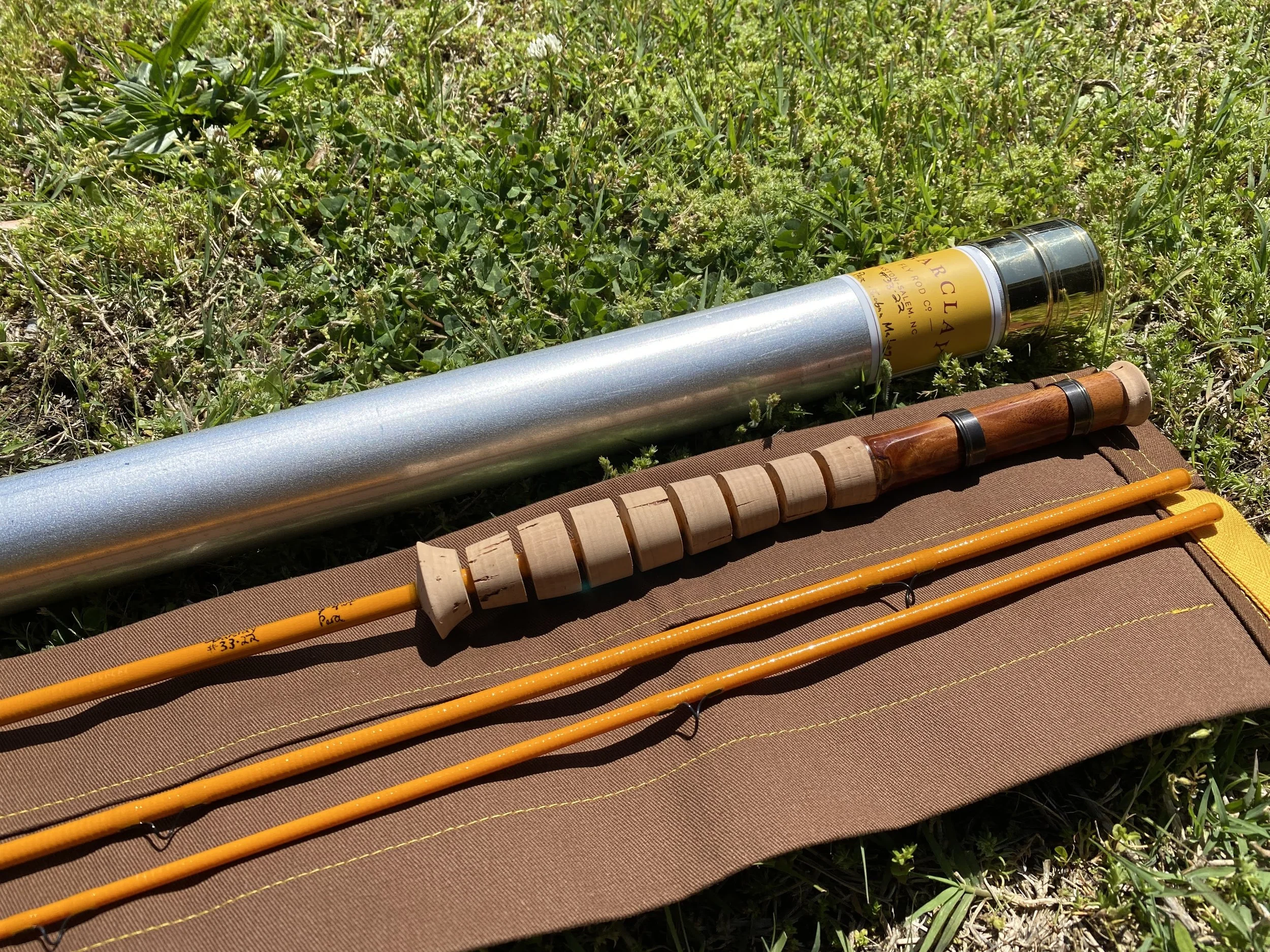 7' 4wt Parabolic fiberglass fly rod #33-22 cuban mahogany