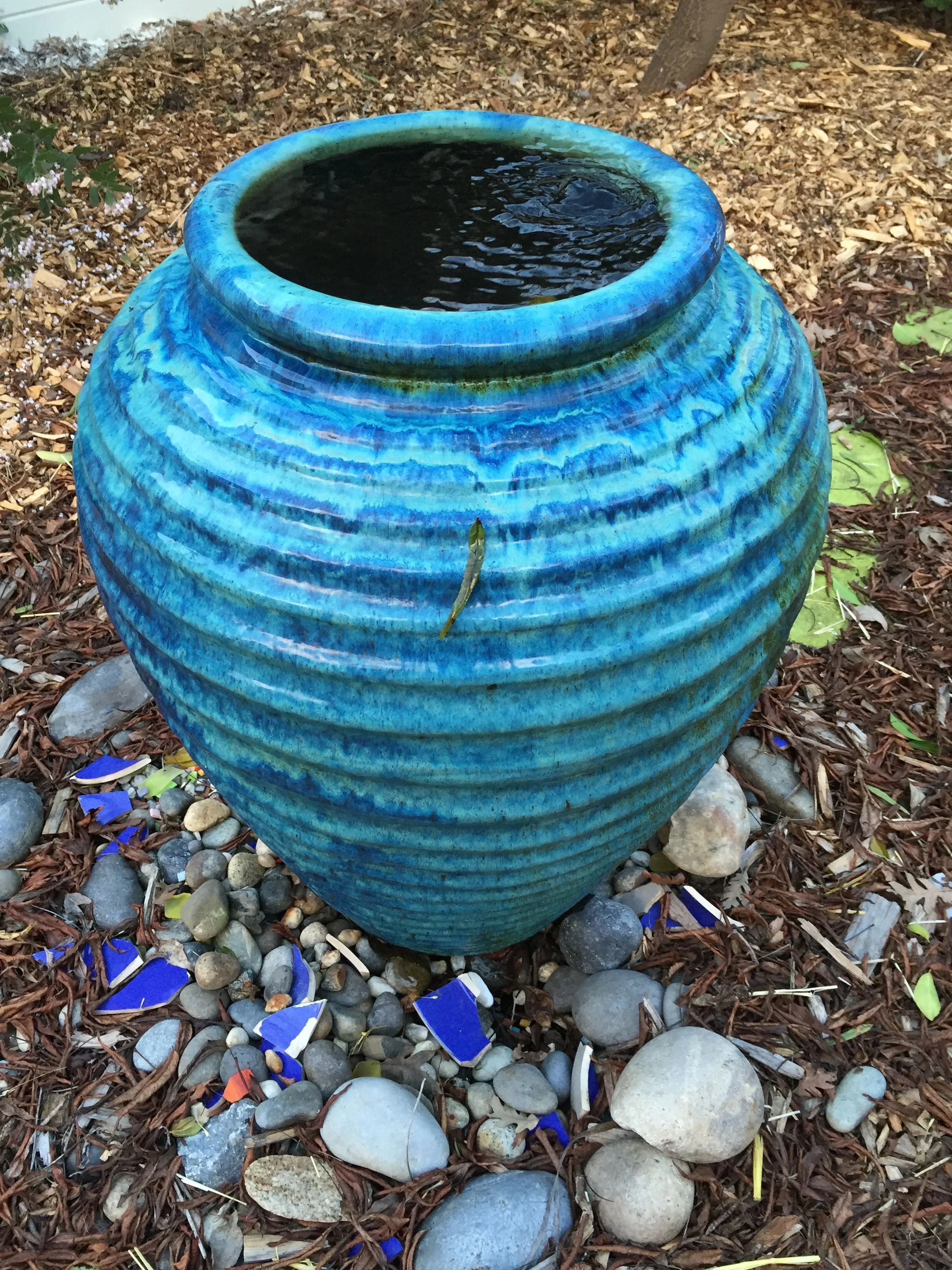 Our water fountain, which hasn't needed filling since October.