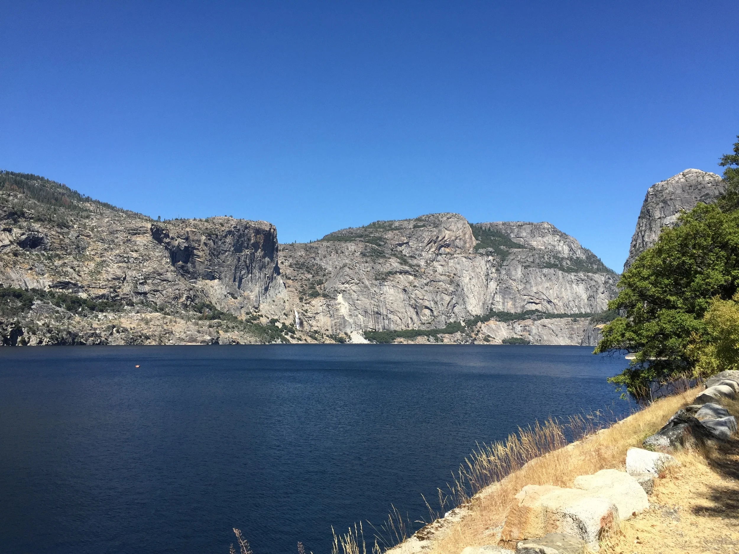 You can barely see the waterfall from here, center of the pic, to the right bottom of the 'shaved' dome
