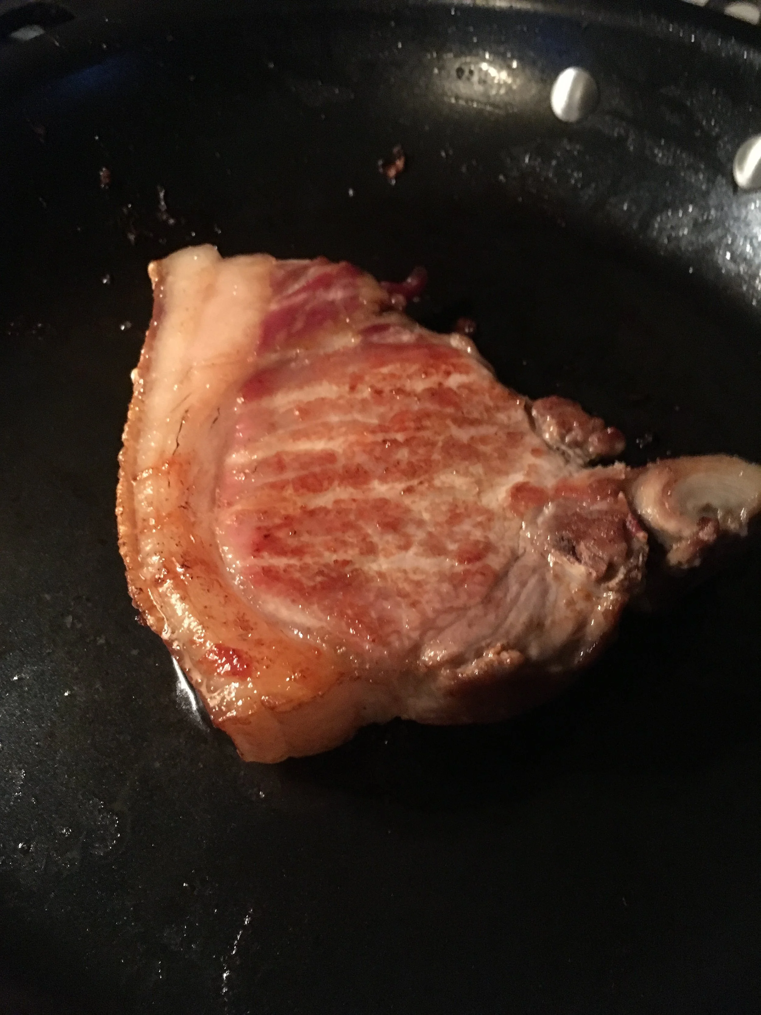 Cooking up a pork chop...