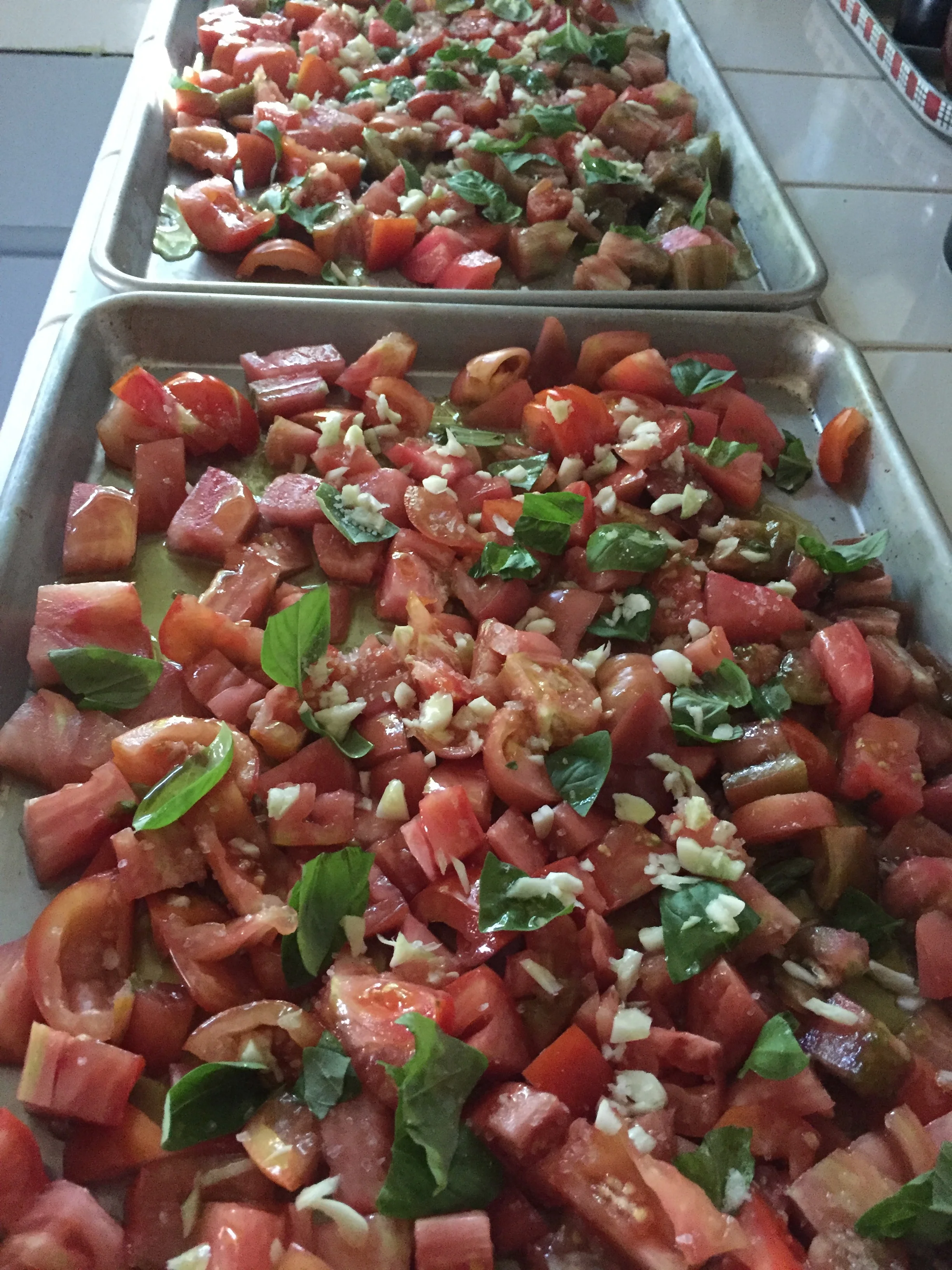 Tomato mixture ready to go in the oven last year
