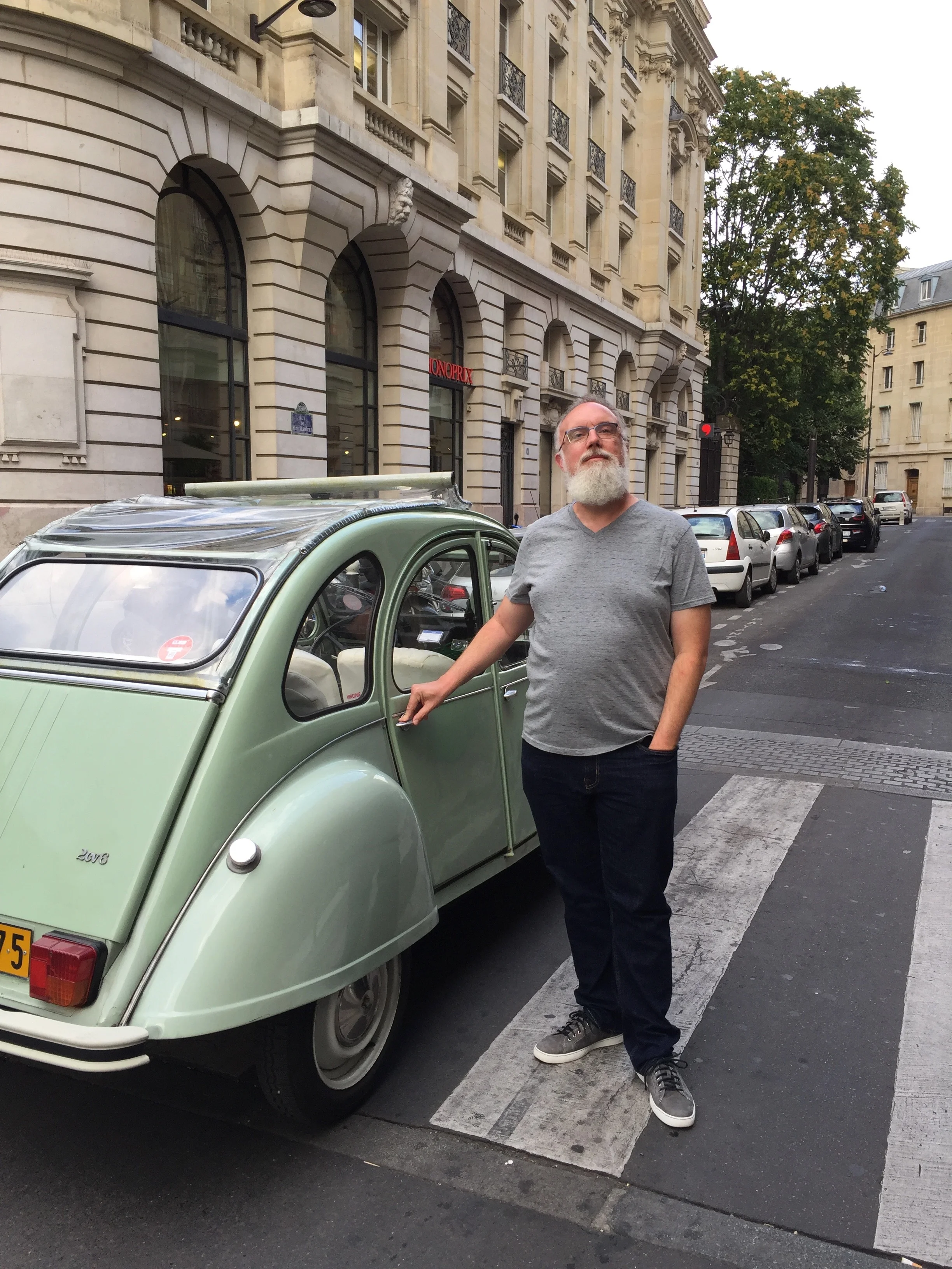 Tom getting in to our Citroen