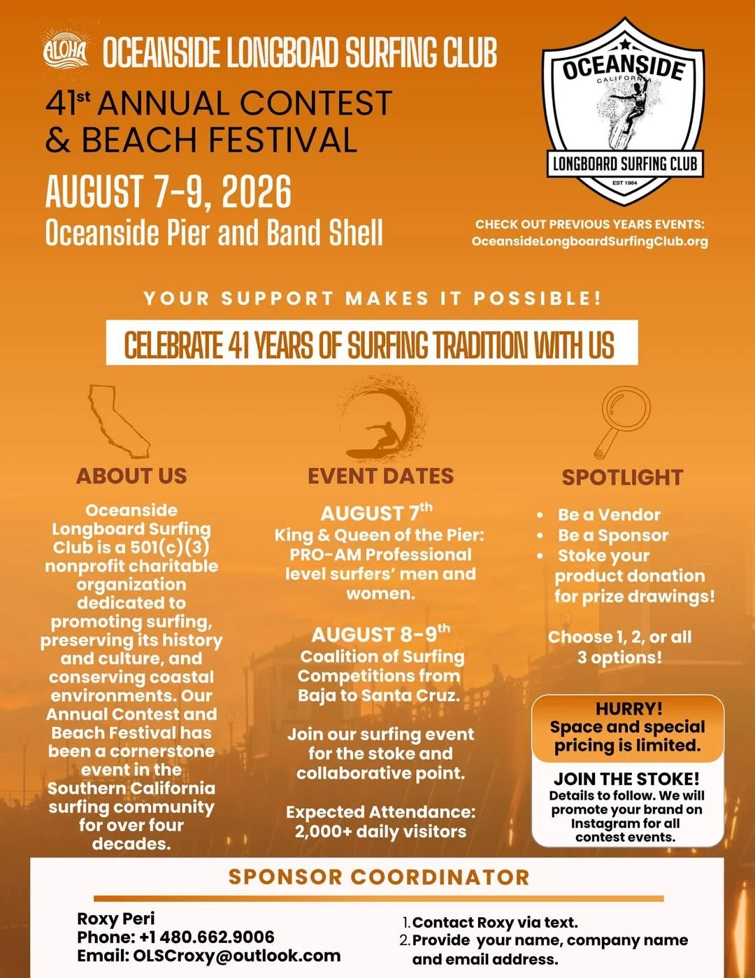 Oceanside Longboard Surfing Club Contest and Beach Festival