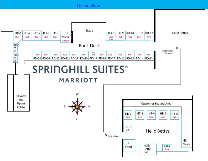 Springhill Suites site map of the roof top deck.
