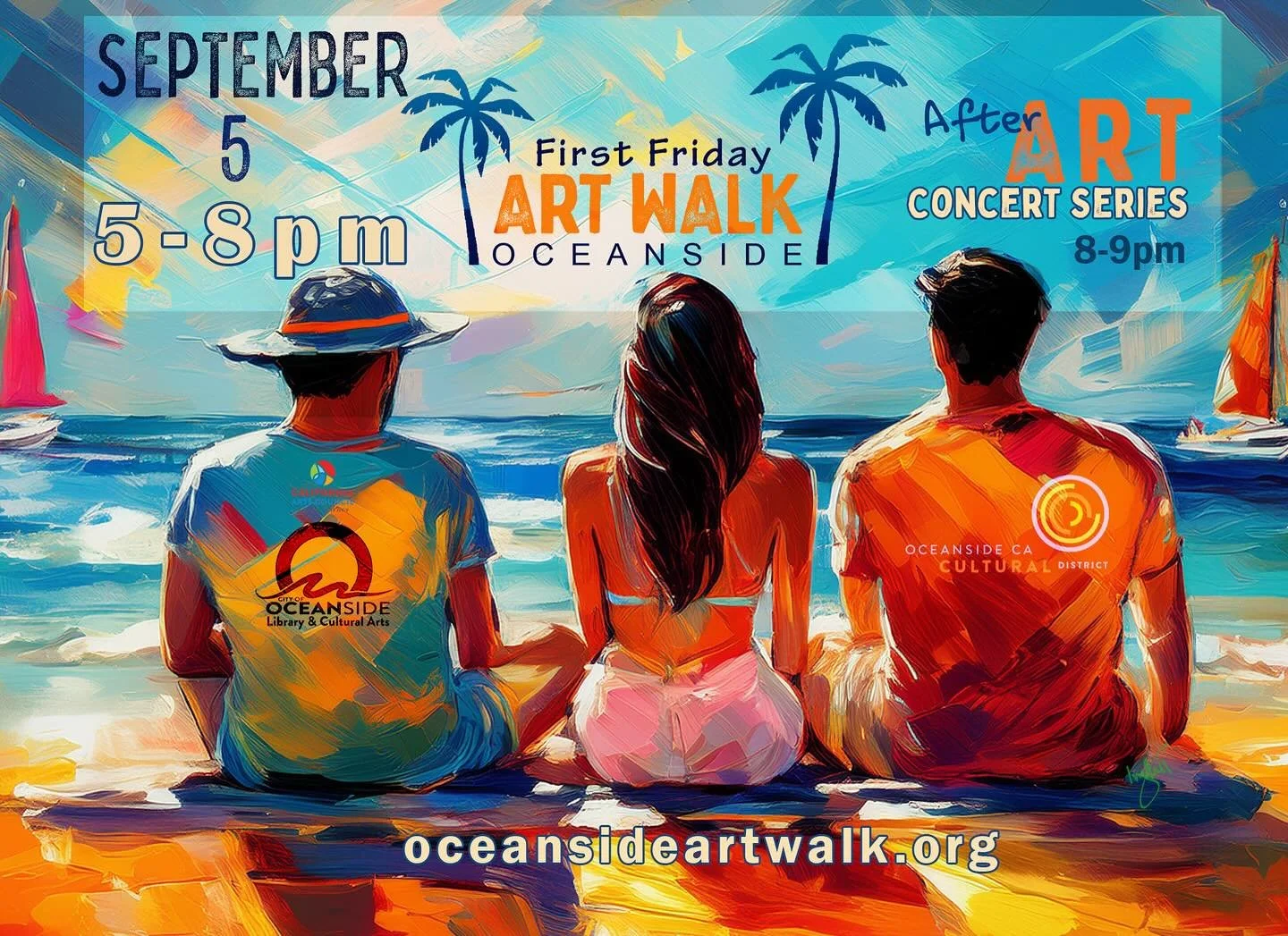 It&rsquo;s Tomorrow! Art Walk &amp; Concert Night!
Get ready, Oceanside! The Art Walk is happening tomorrow, Friday, September 5th! Starting at 5pm going til 8om We&rsquo;re taking over the streets with incredible art and contagious energy.
Come expl