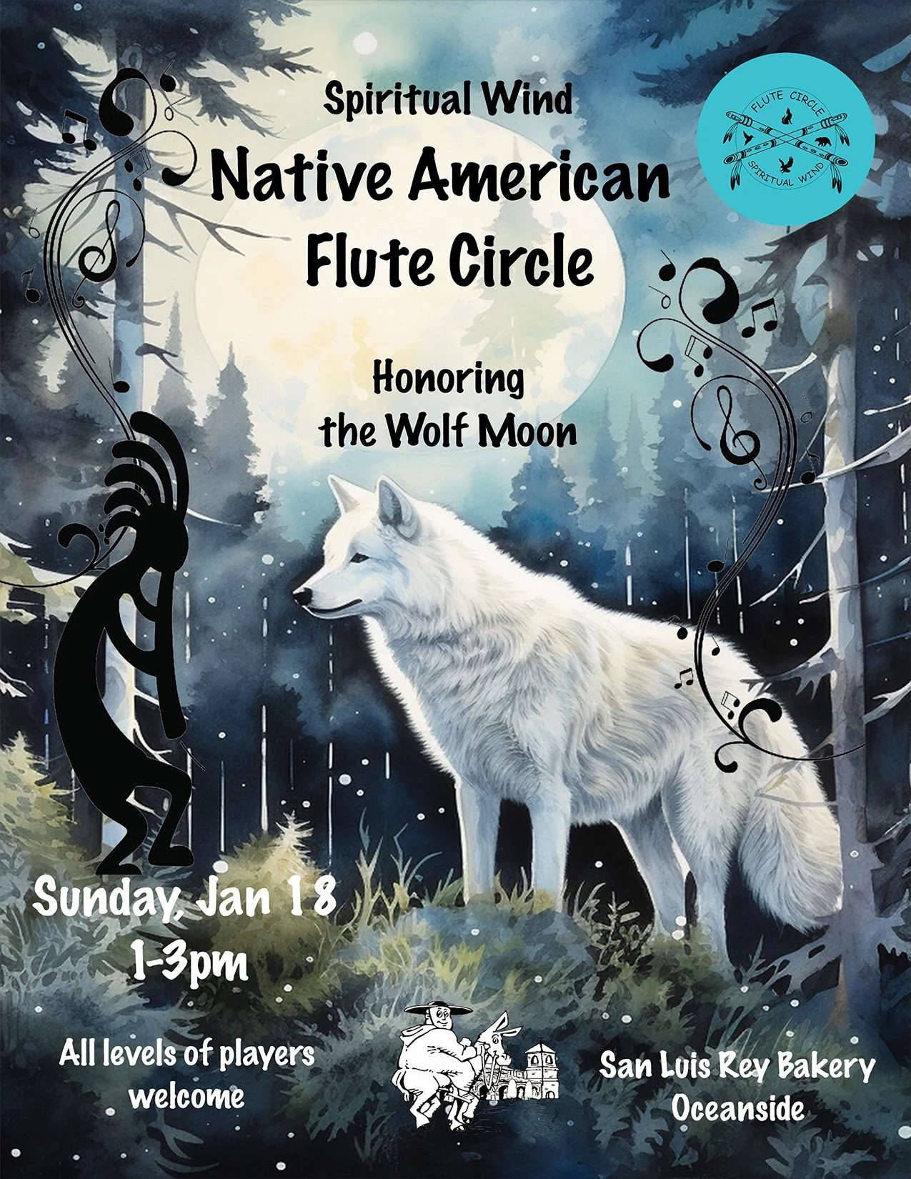 Spiritual Wind Flute Circle | Wolf Moon