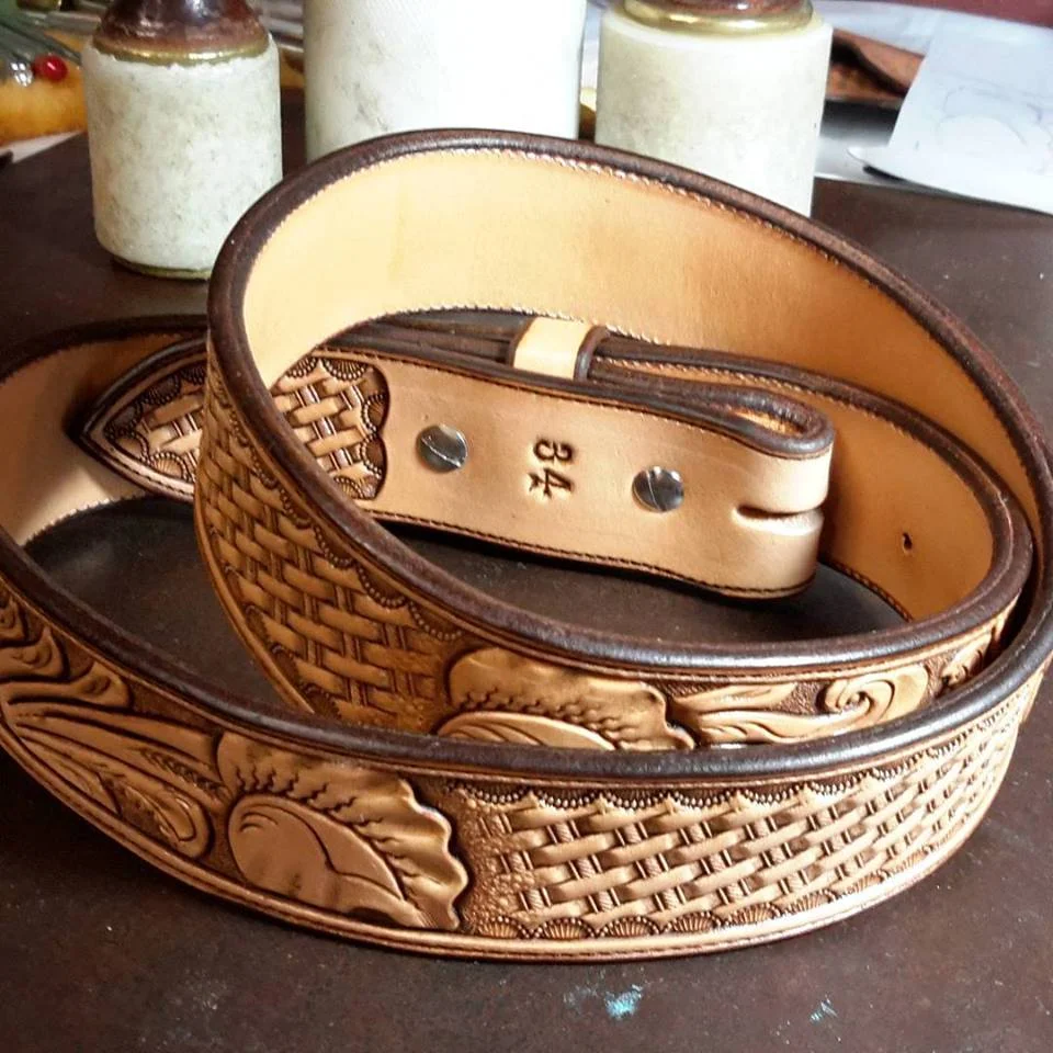 custom tooled leather belts