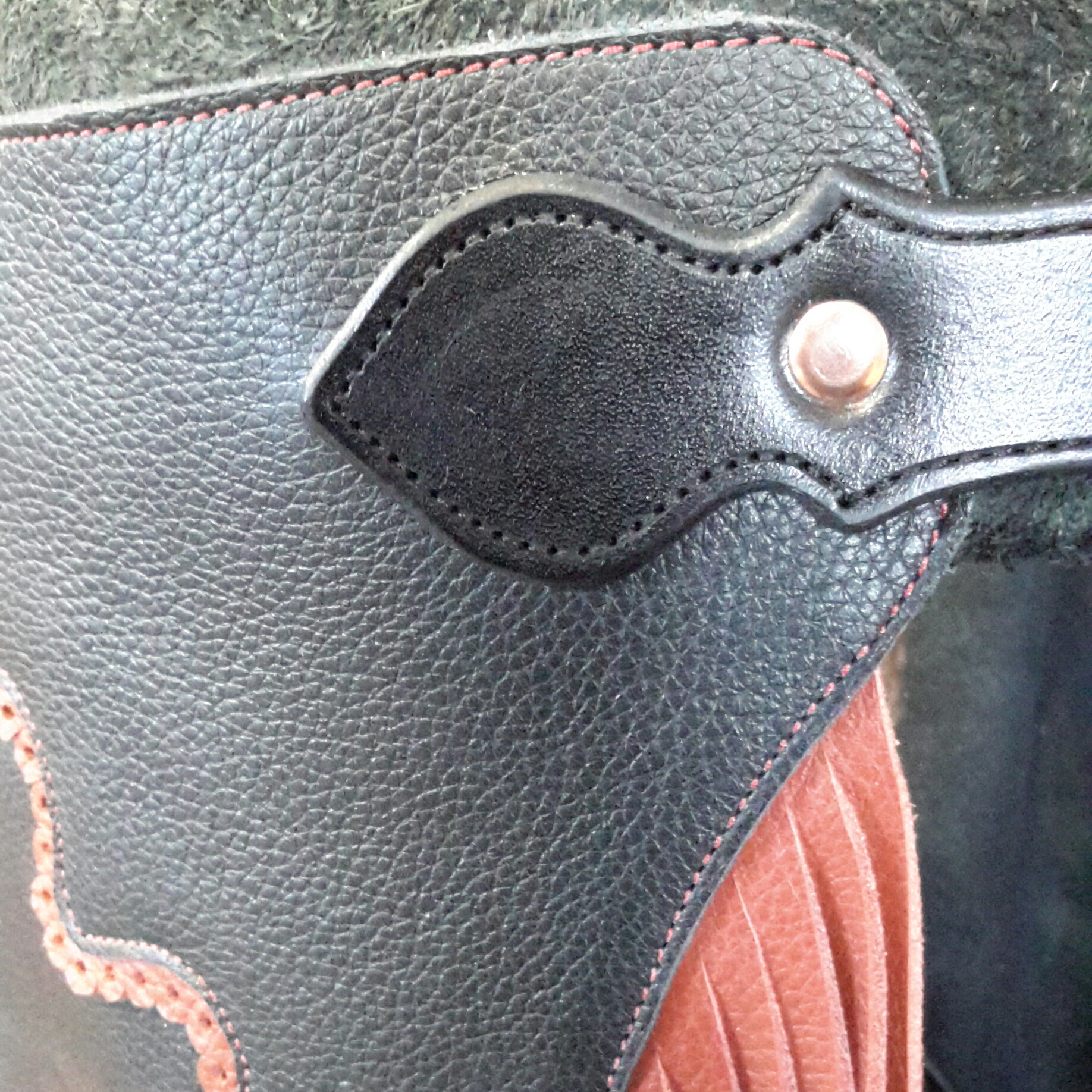 Details about / Tough-1 Premium Smooth Leather Chinks With Basketweave Filigree