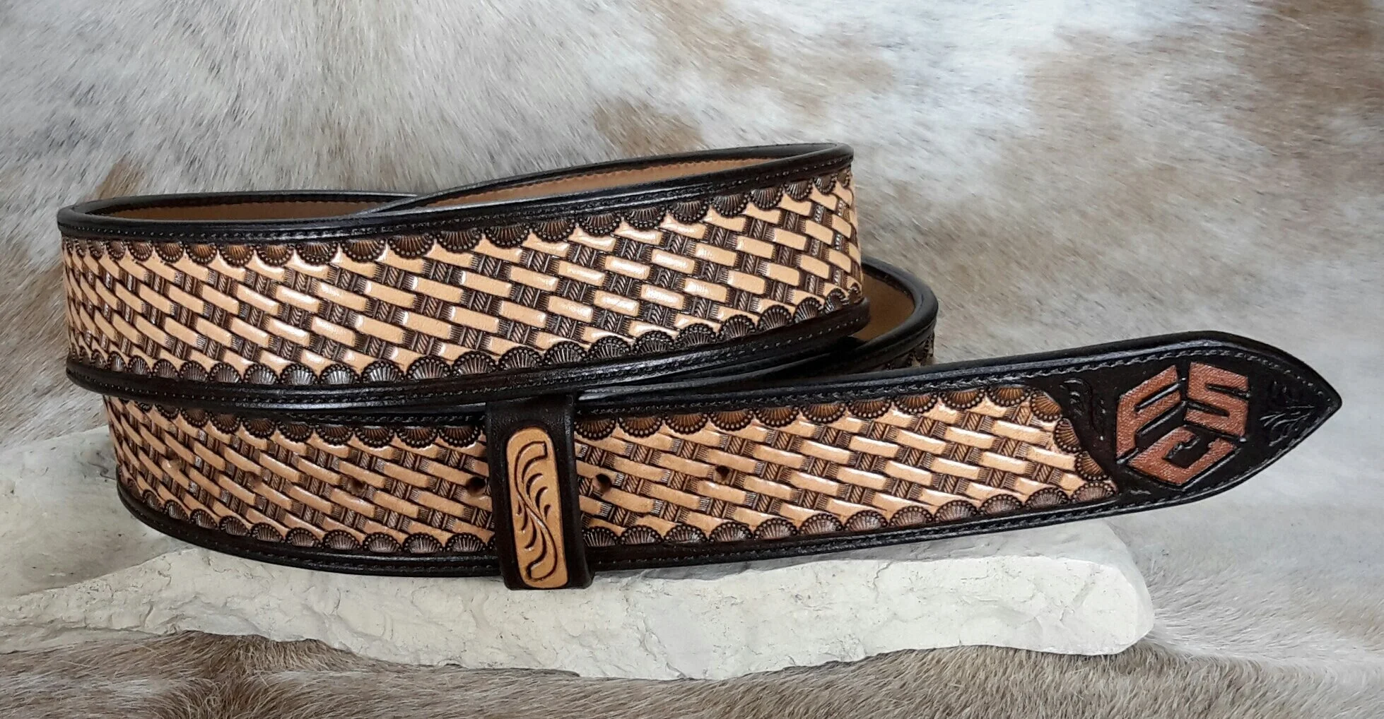 custom tooled leather belt