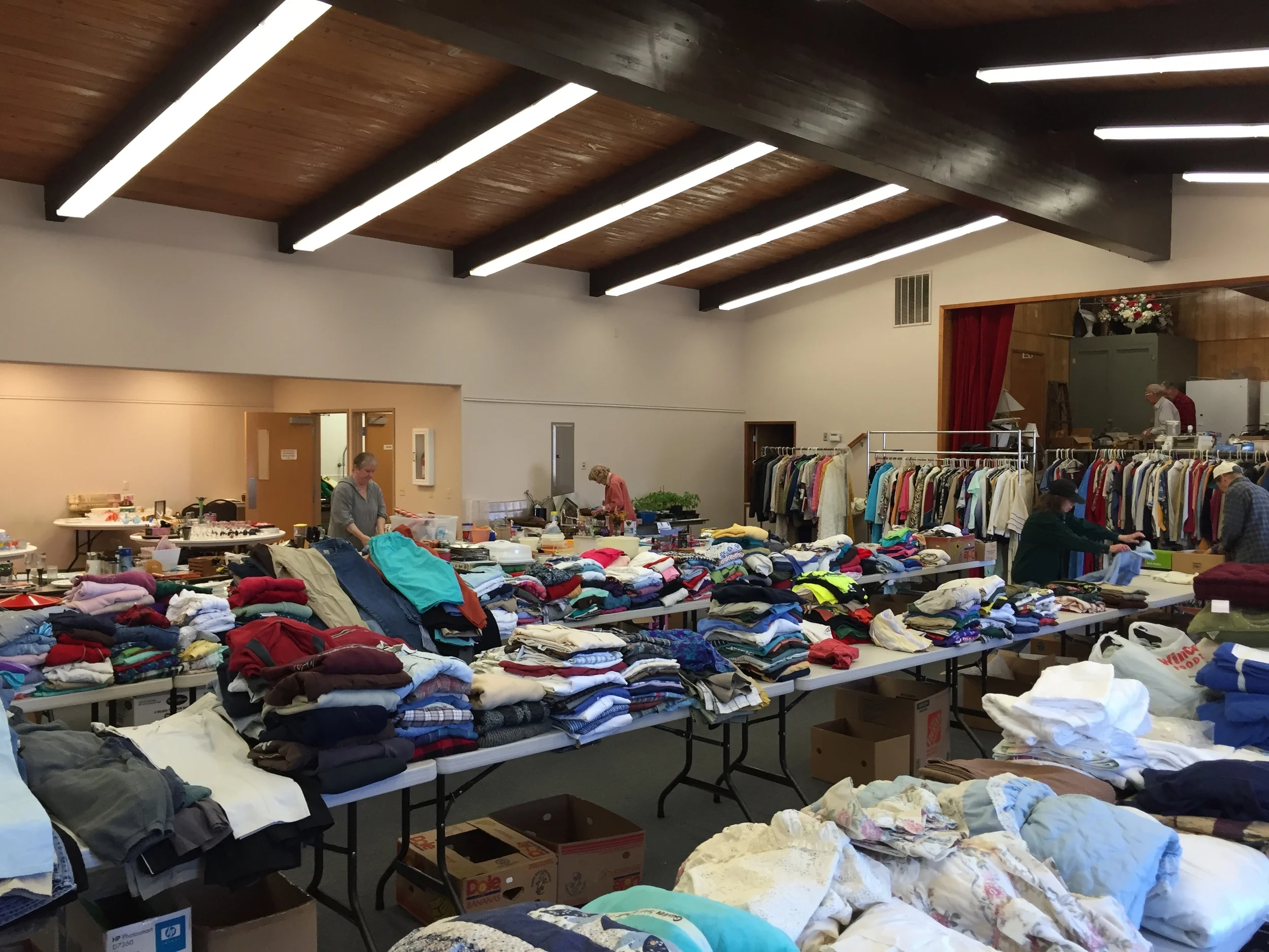 Many church members spend hours preparing for our Rummage Sale!