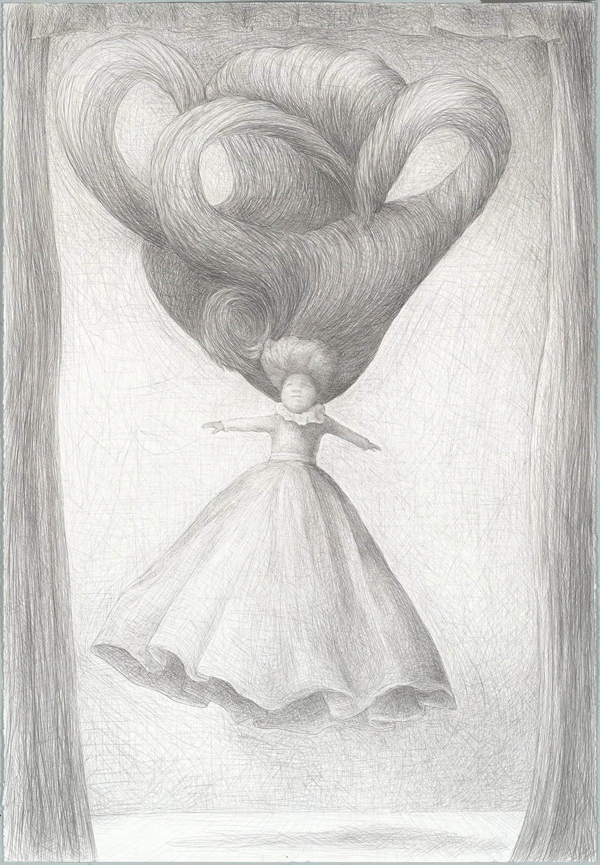 The sleep of reason 1: solo ascent, graphite on paper, 44 x 31 inches