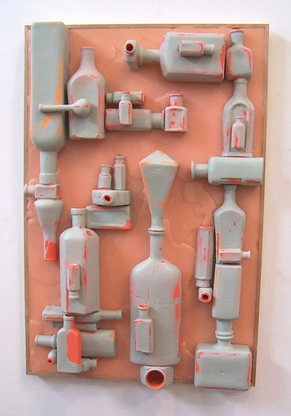 Balancing Act 2: Skin Deep , 2005, wax, wood, pigment, 24 x 16 x 5 inches