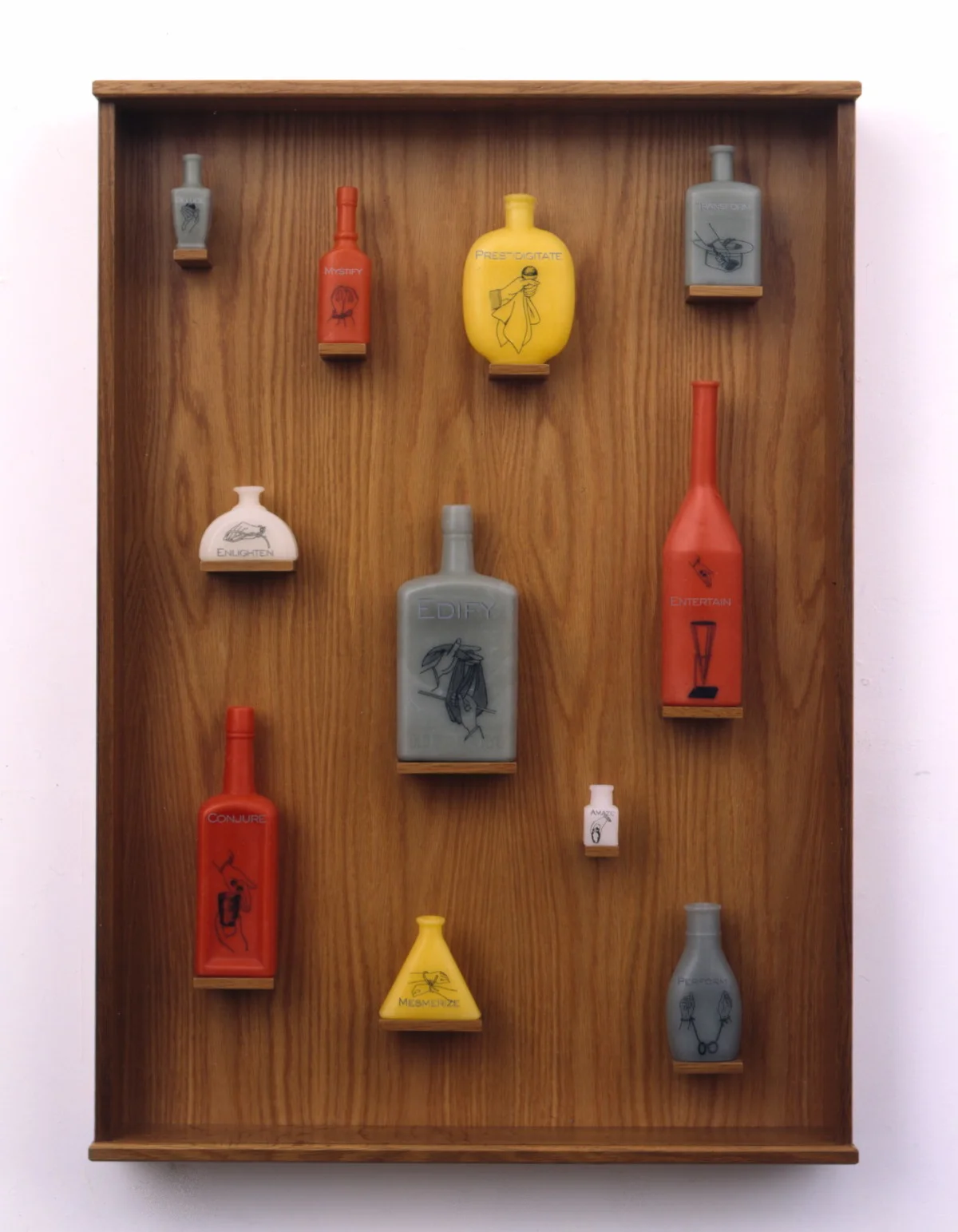 Hand Signals 3, 1999: wax, wood, metal leaf, Plexiglas, 20 x 16 x 3 inches