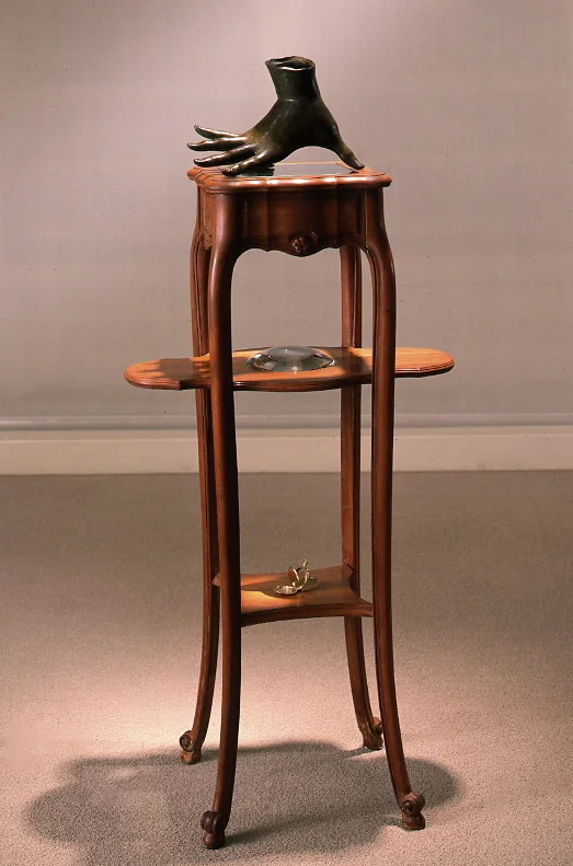 Learning through the skin, 1995-6: bronze, wood, glass, 42" x 12" x 12"