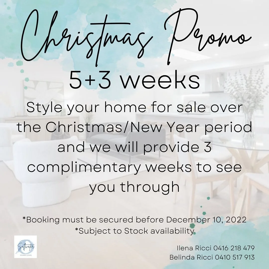 Take advantage of our Christmas Promo&hellip;. Complimentary 3 weeks for all bookings made before December 10, 2022. *subject to availability #styletosell #propertystagingmelbourne #propertystylistmelbourne