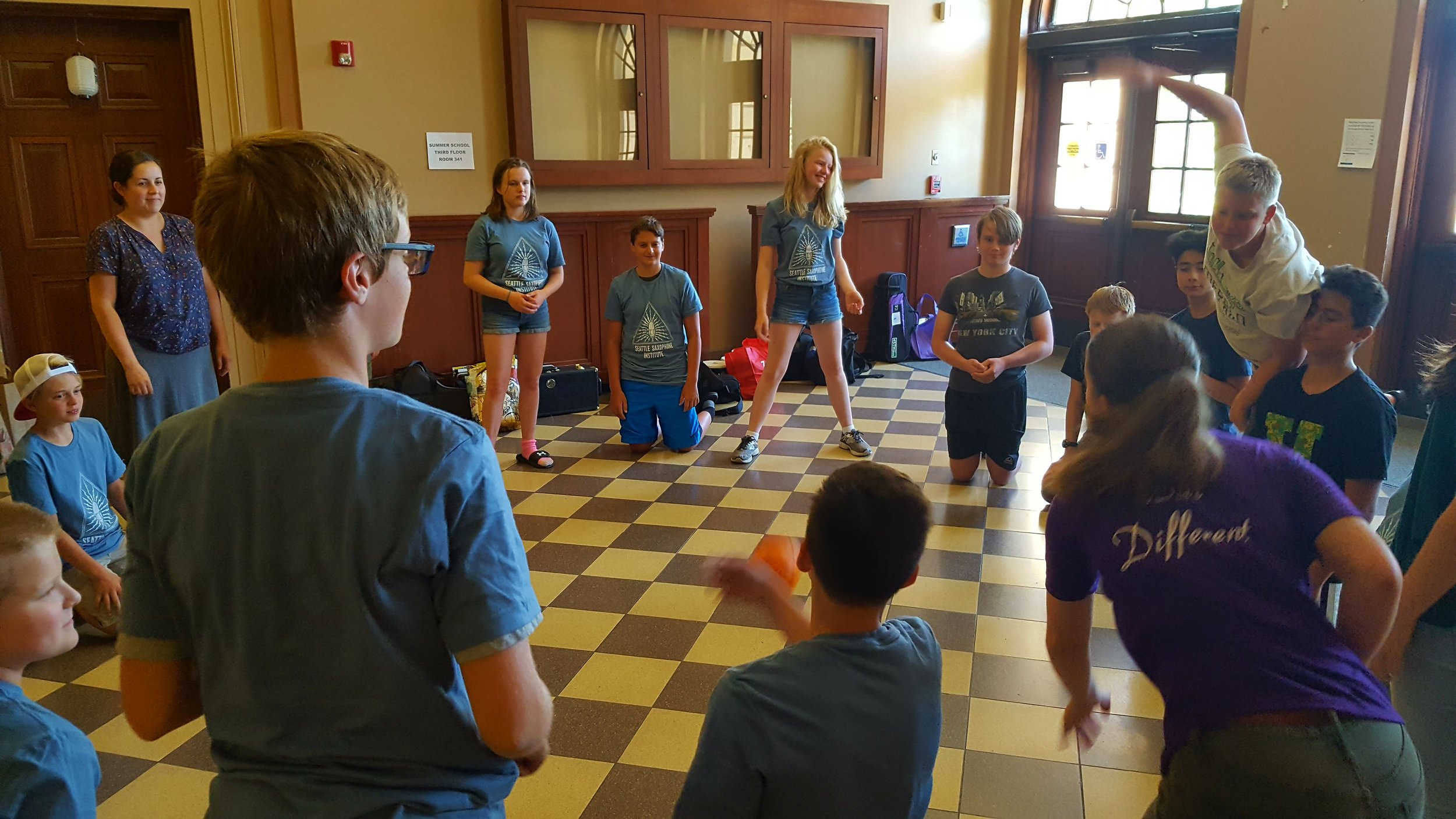 Our 2018 middle school students participating in a team building game at the Sax Institute