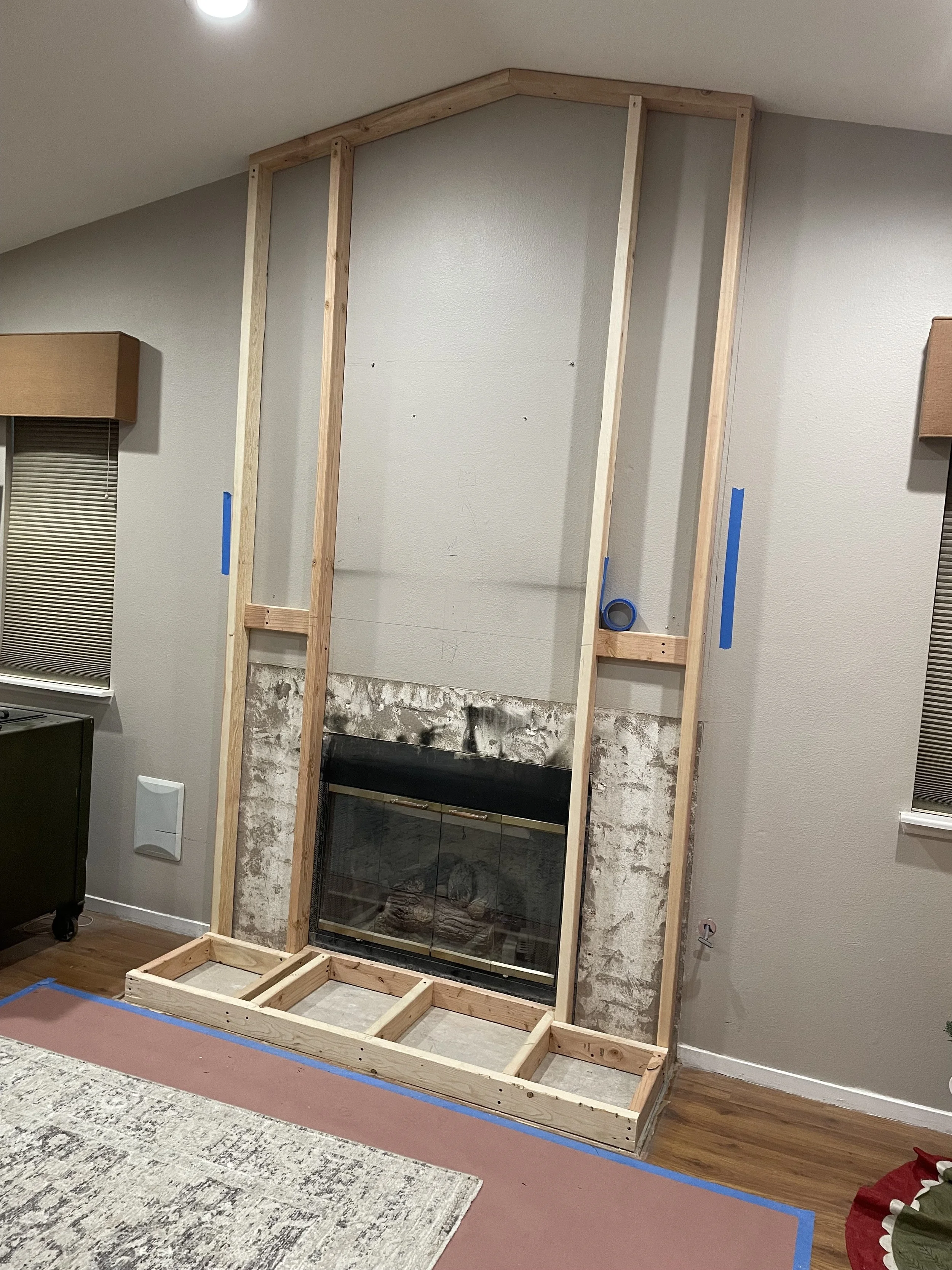 Demolition and framing the fireplace