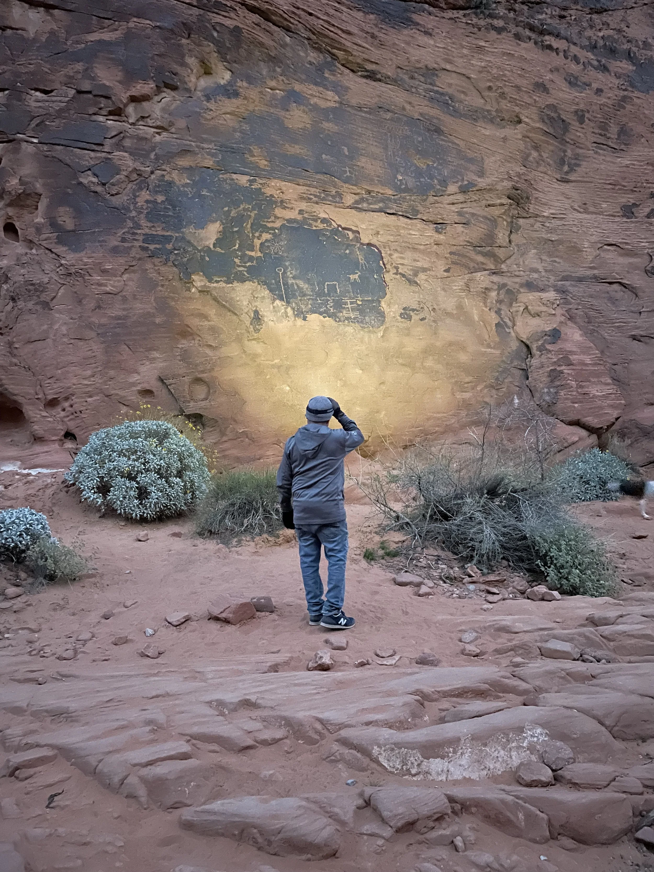 Showing some petroglyphs along the trail