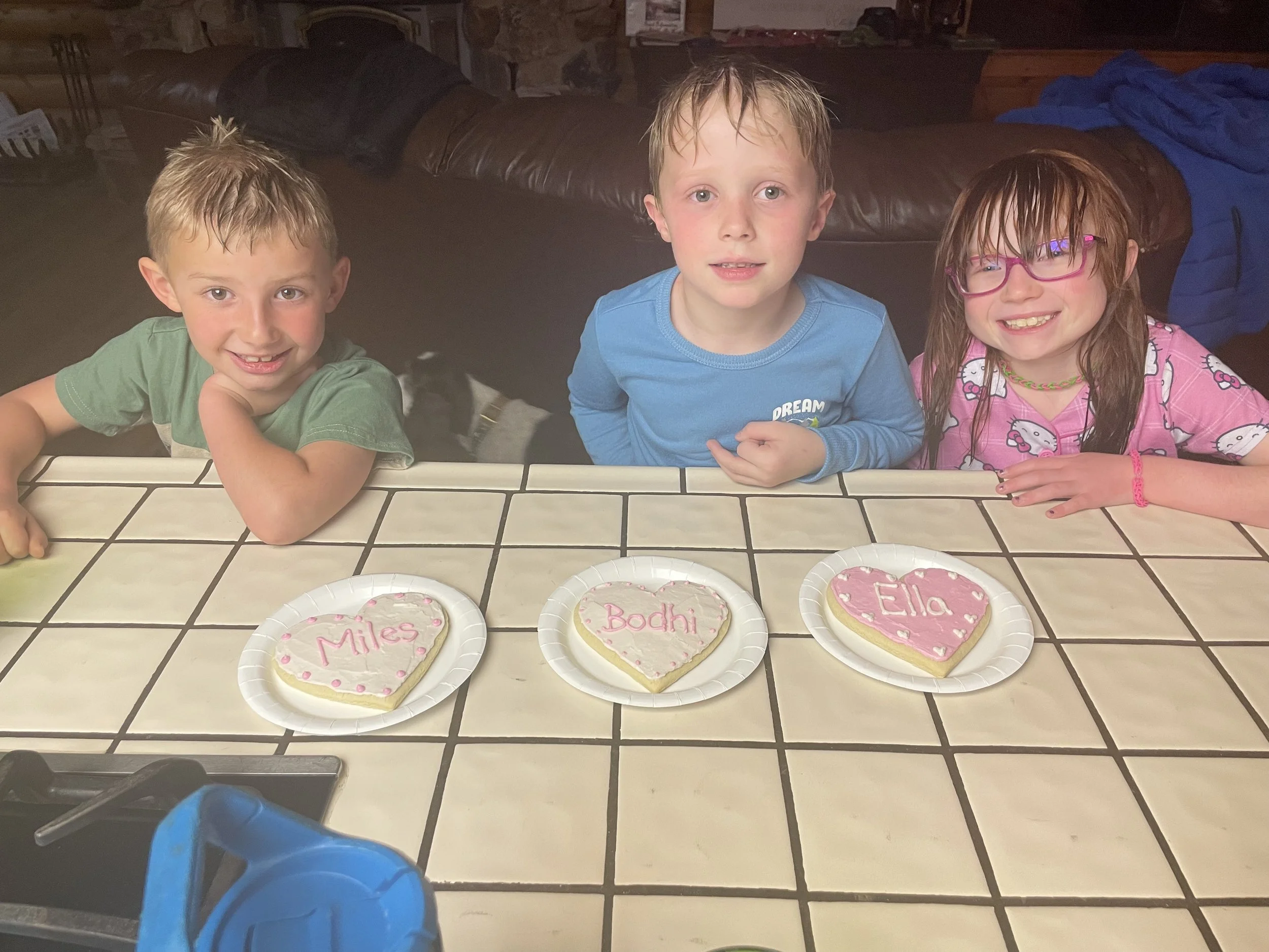 Booker was too tired to enjoy his Valentine's Day cookie. 