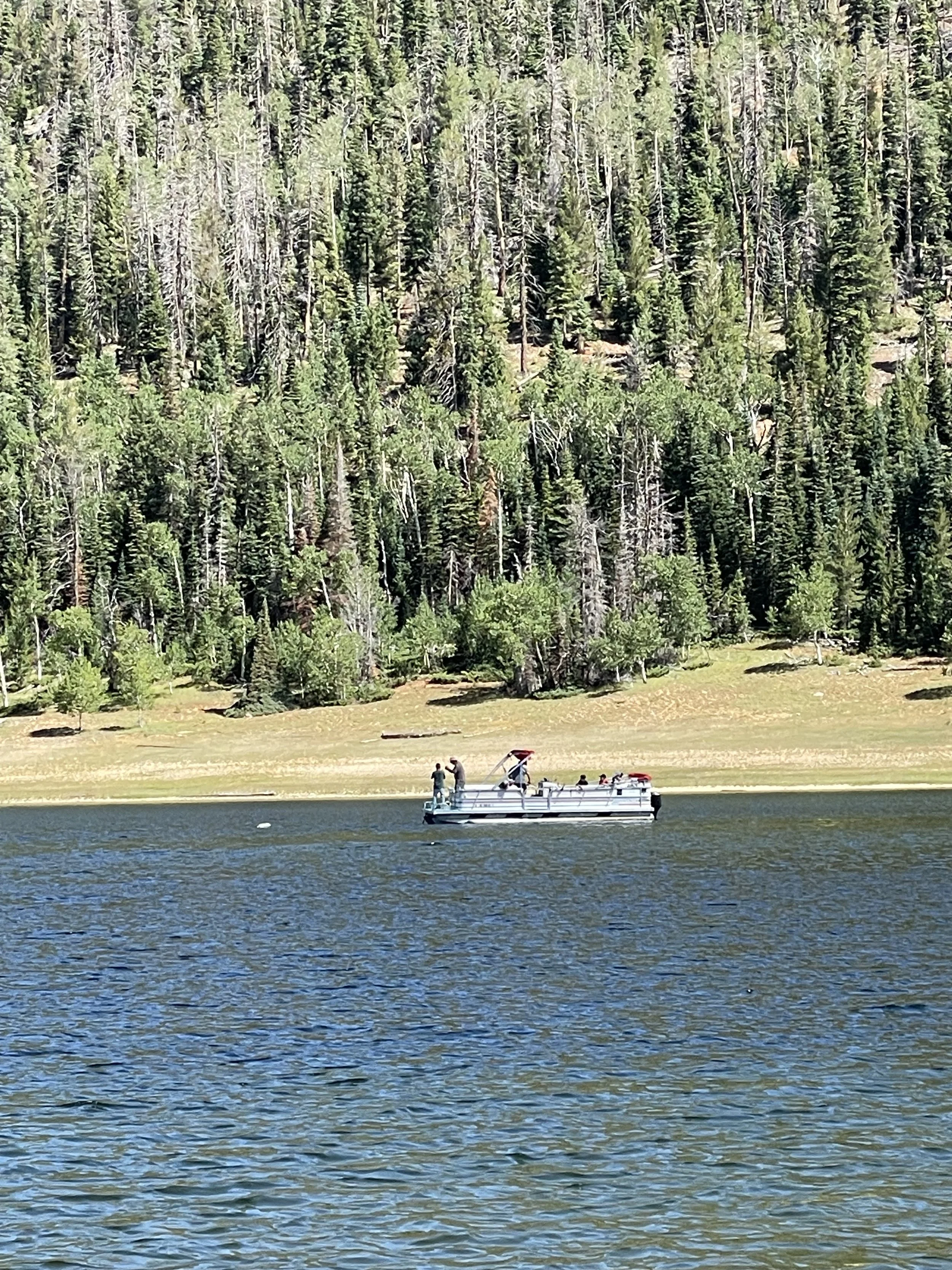 The crew fishing on a boat!