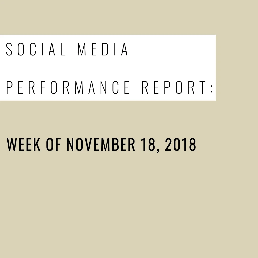 Social Media Performance Report: Week of November 18, 2018