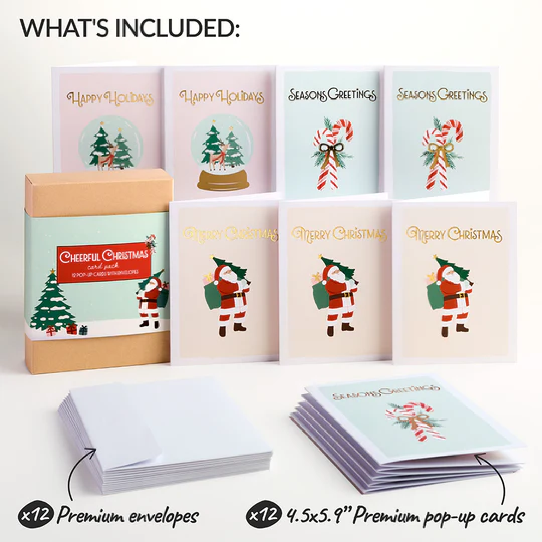 Cheerful Christmas Card Pack- 3 Unique Designs