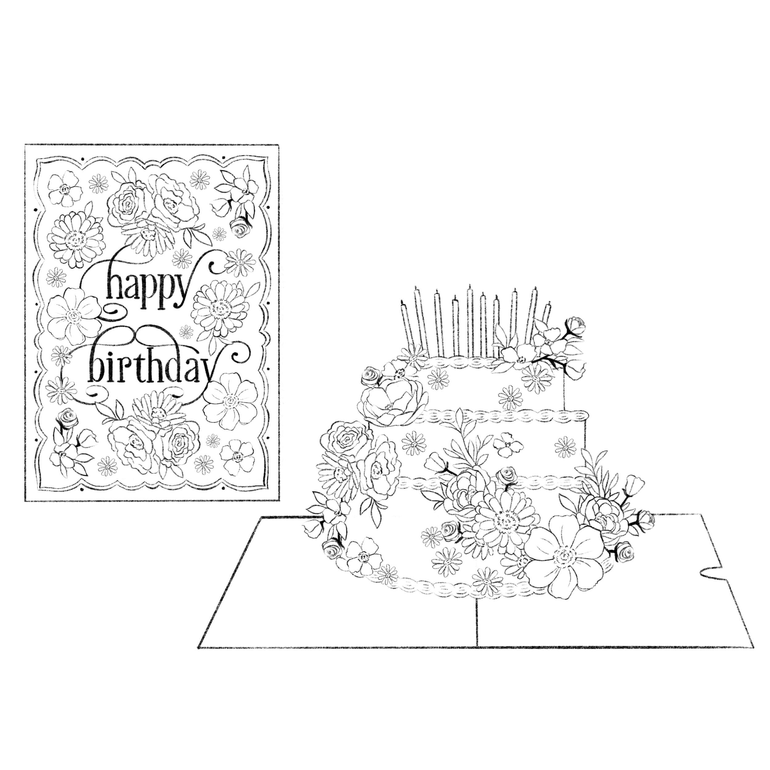 Concept Sketch - Floral Birthday Cake