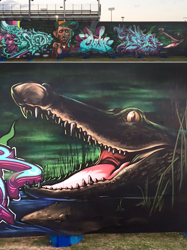 illectric River live art Mural, Waco Texas 2017