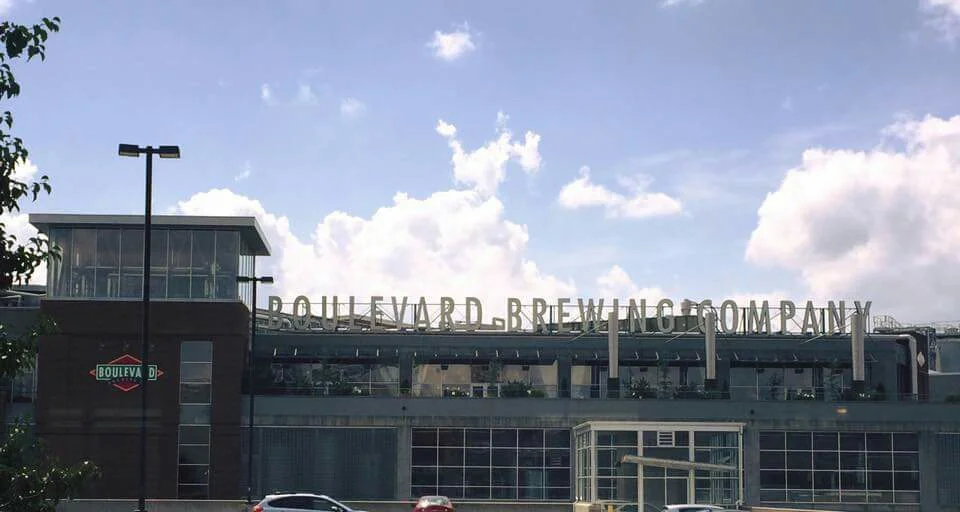 Boulevard's iconic sign - it lights up different colors and can be seen from I-35