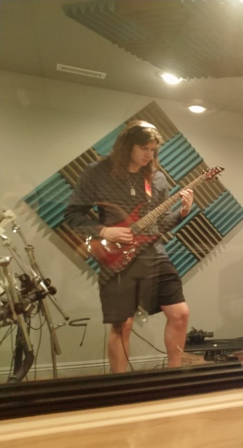 Student Ryan Babal jamming away in his recording lesson.