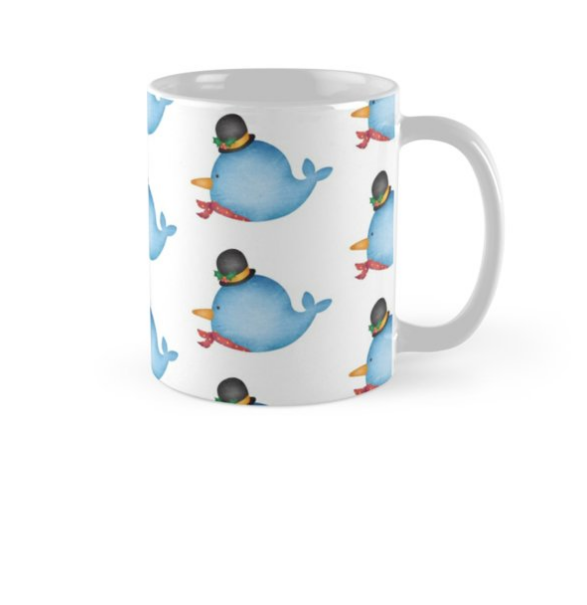 Holiday Whale Snowman Mug
