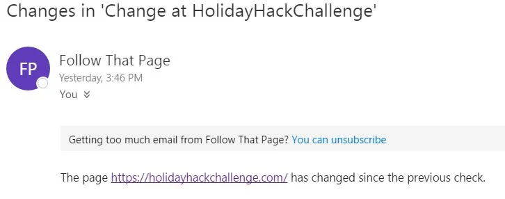 Email alert from Followthatpage.com