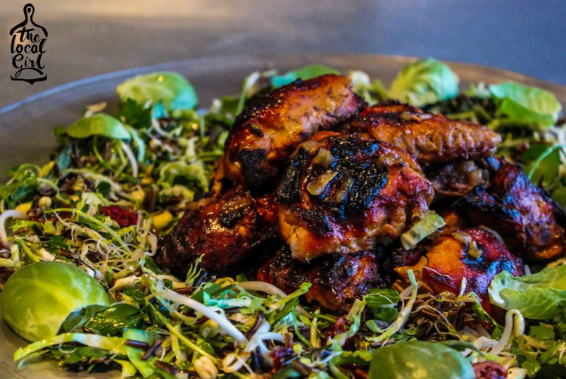 Sherry Baked Chicken with Wild Rice and Sprout Salad 