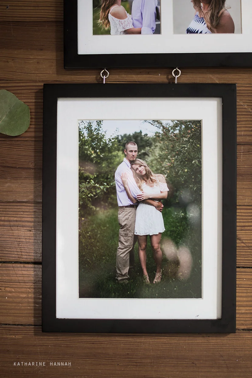 Framed engagement session photographs