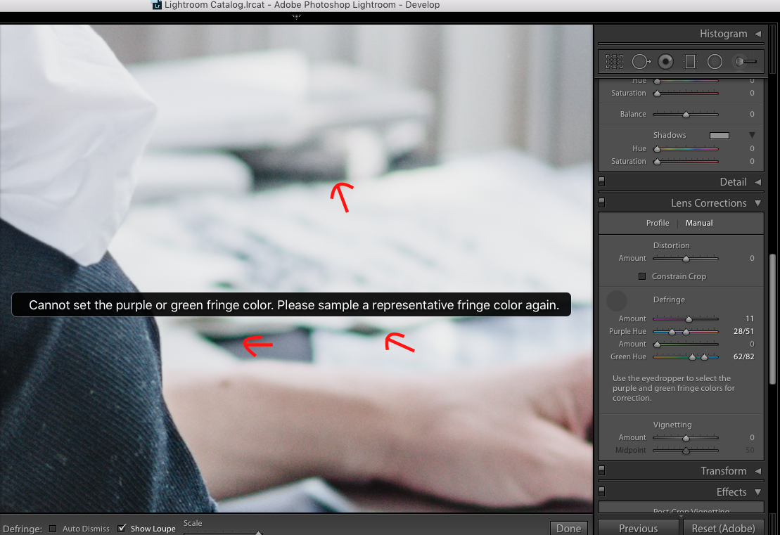 Photo tutorial on how to fix chromatic aberration in photographs that are backlit