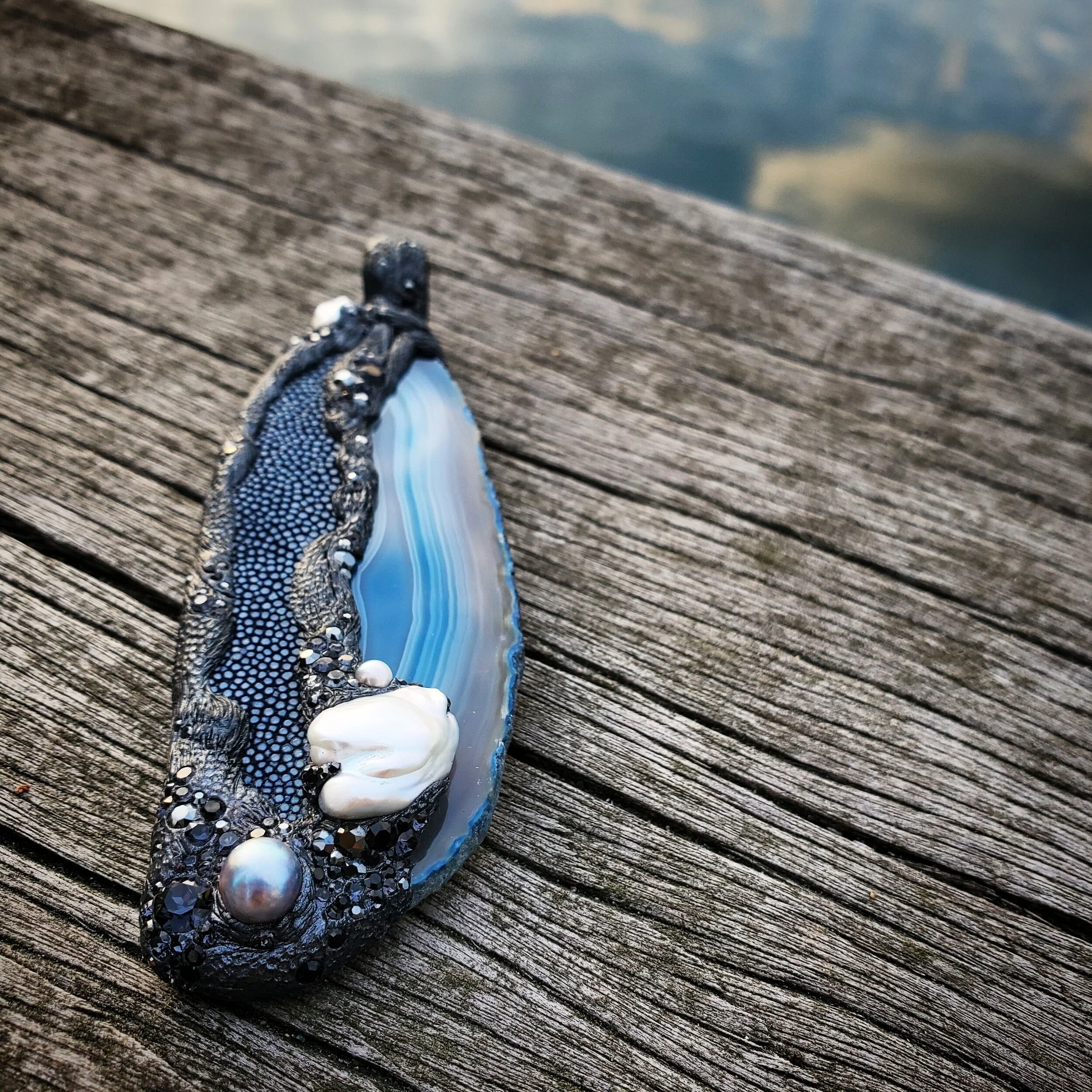 Sheepshead Bay Blues "Moring  Agate Pendant