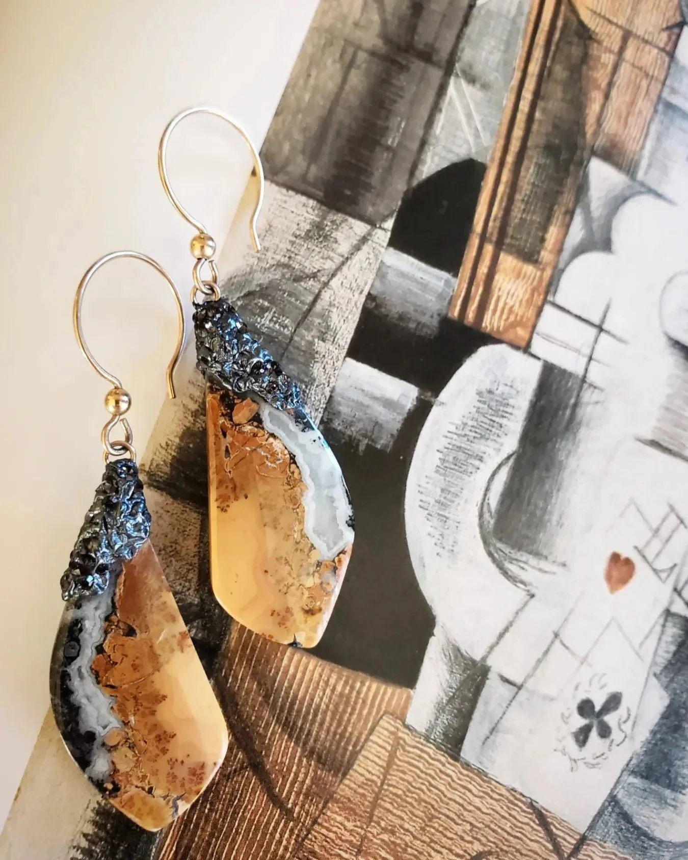 Cubism Inspired Maligano Jasper Earrings