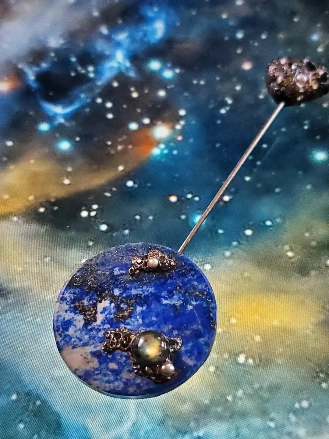 'Solaris" Lapis Lazuli double sided pin