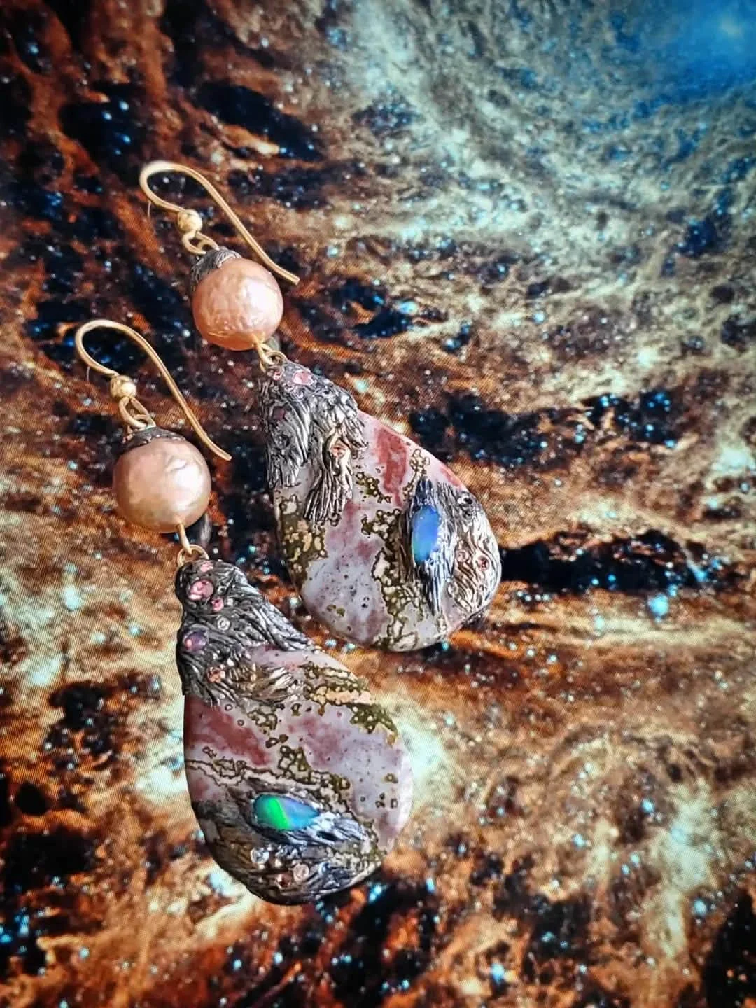 "Space Dust" Ocean Jasper earrings