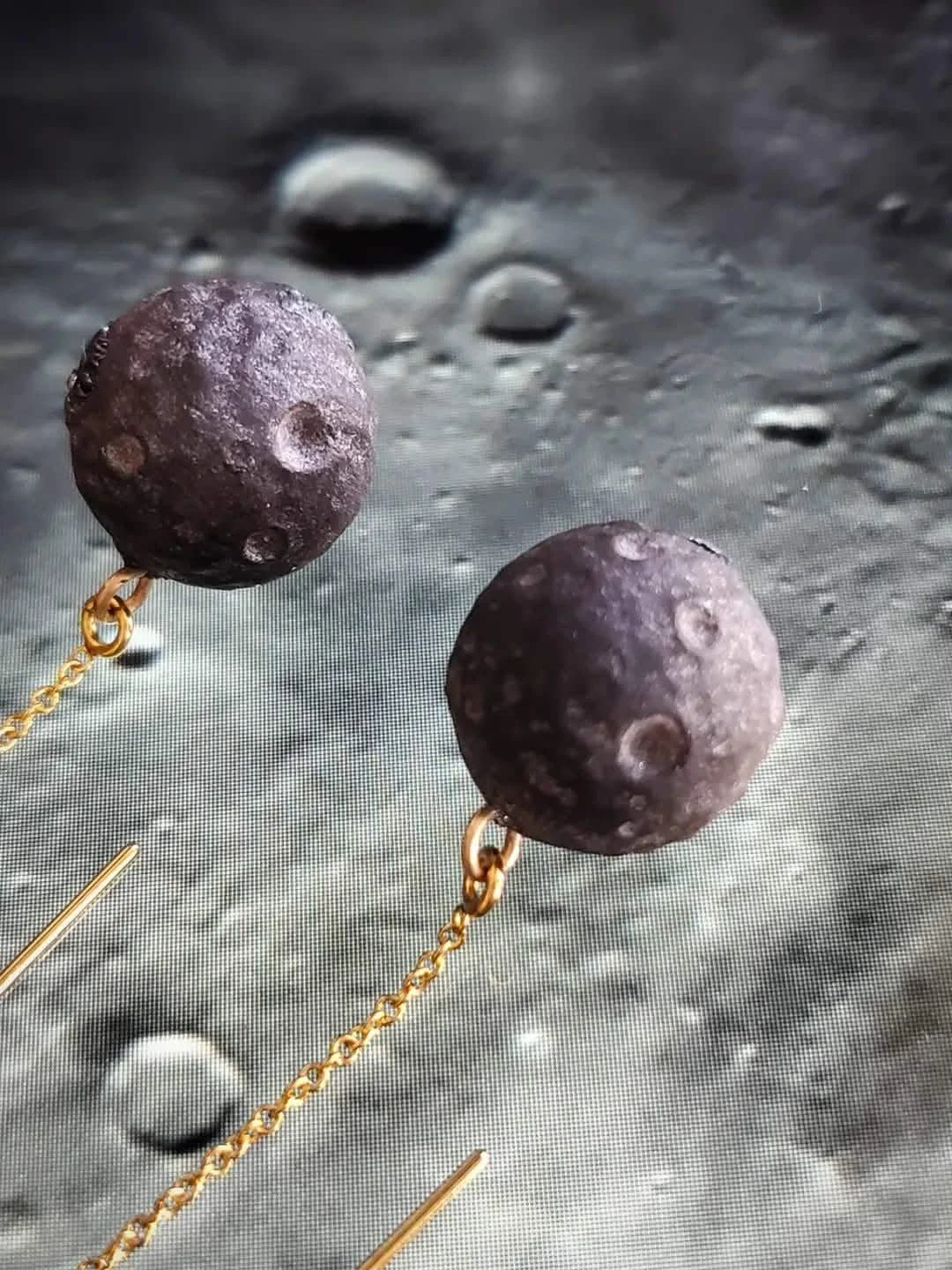 Carved Obsidian "Moon" Earrings