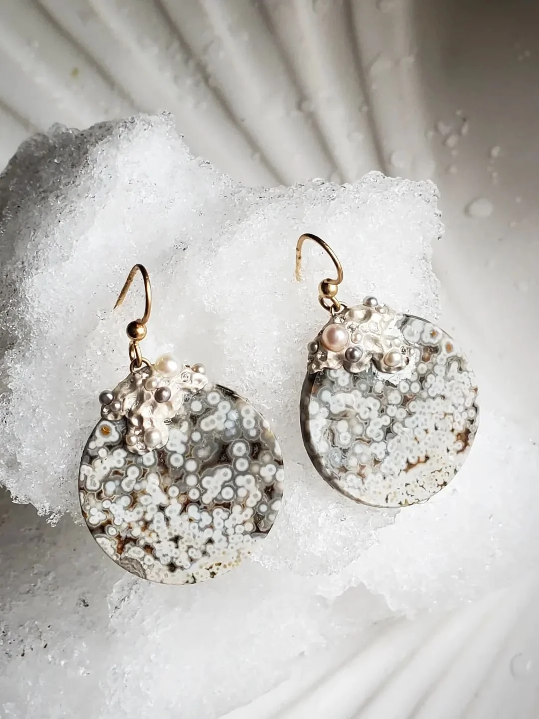 WINTER/"Winter Shore" Ocean Jasper Earrings