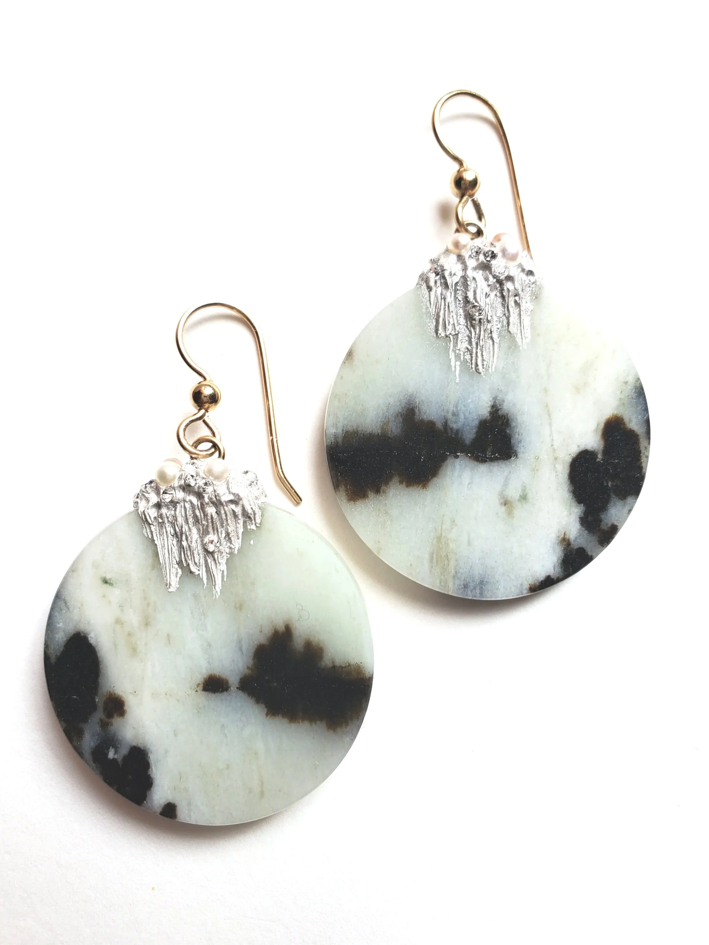 WINTER/"Frozen Beach" Amazonite & Micro Pearls 14K/20 Gold-filled Earrings