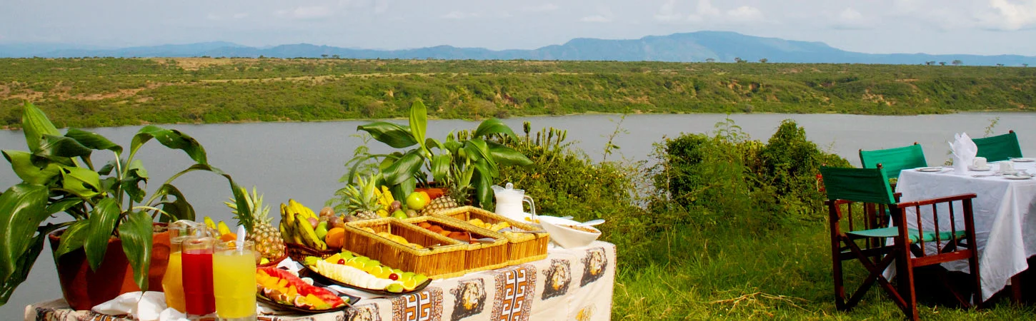 Bush breakfast as served at mweya safari lodge.