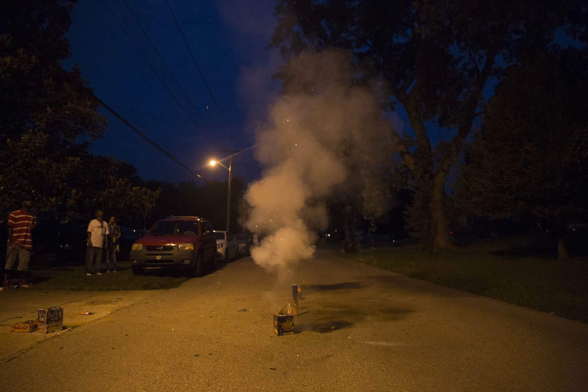 Smoke drifts into the sky from fireworks at a Louisville family gathering on July 4th, which had been Dequante's favorite holiday.