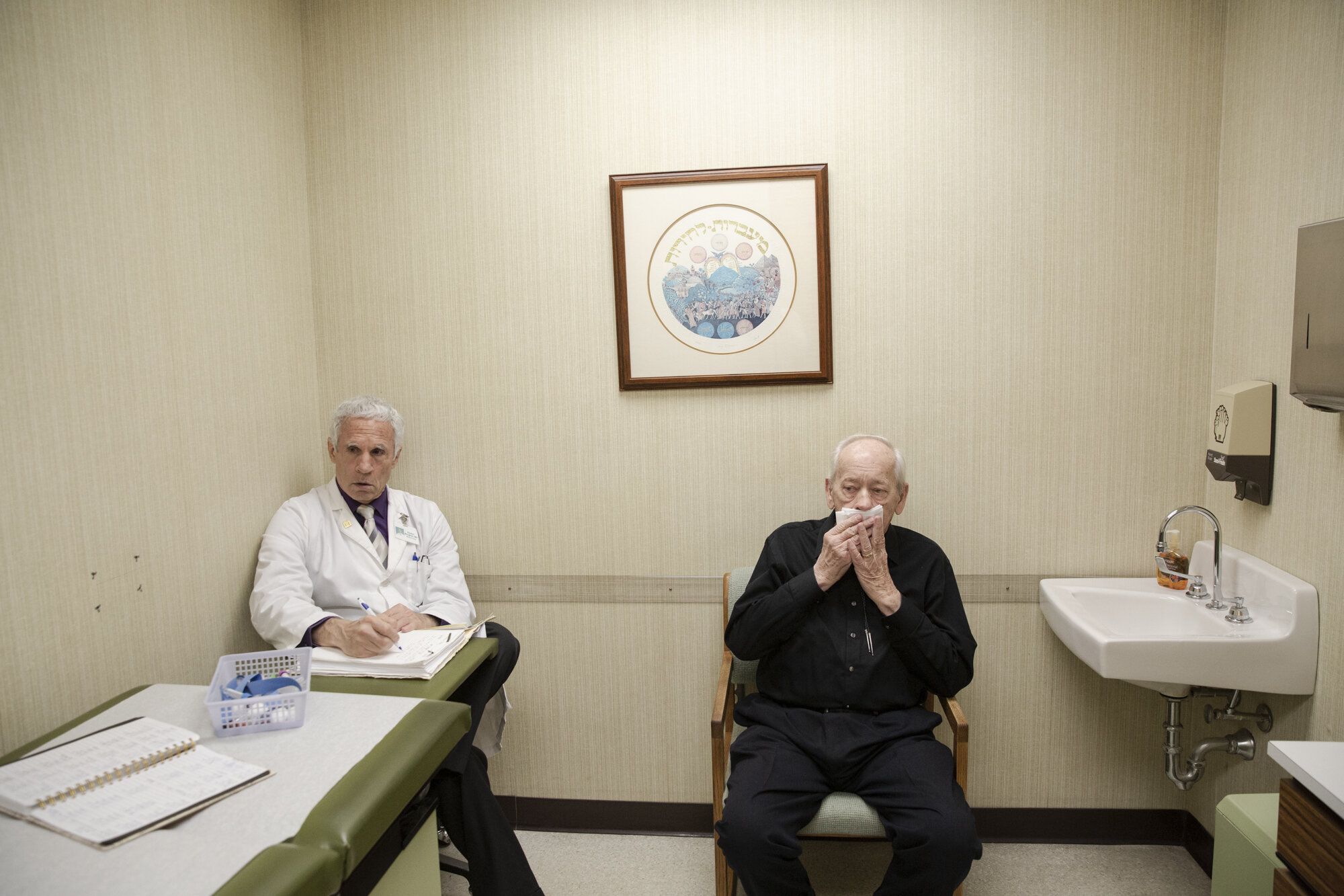 Patient, Edwin Tolley, a neighbor of Dr. Moughon, goes for a routine checkup.