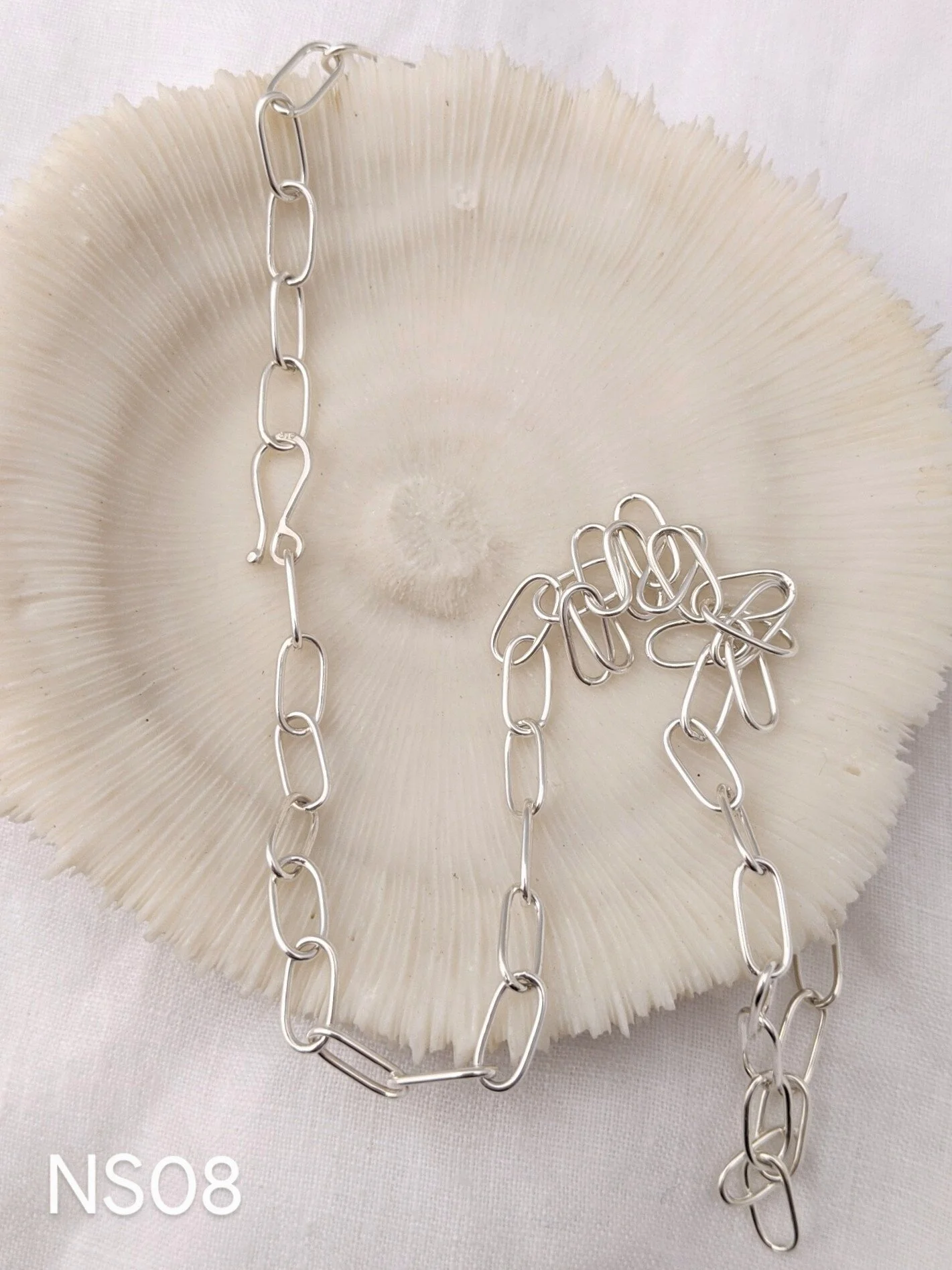 Handmade paper chain oval link necklace