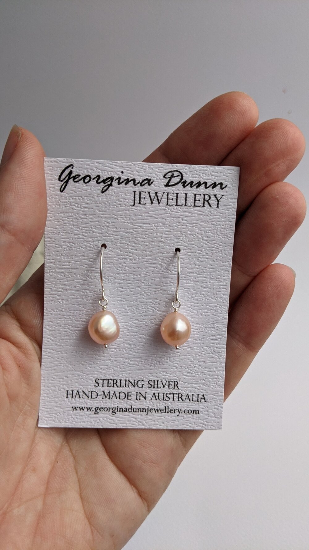 Handmade pink freshwater pearl sterling silver earrings — Georgina Dunn  Jewellery
