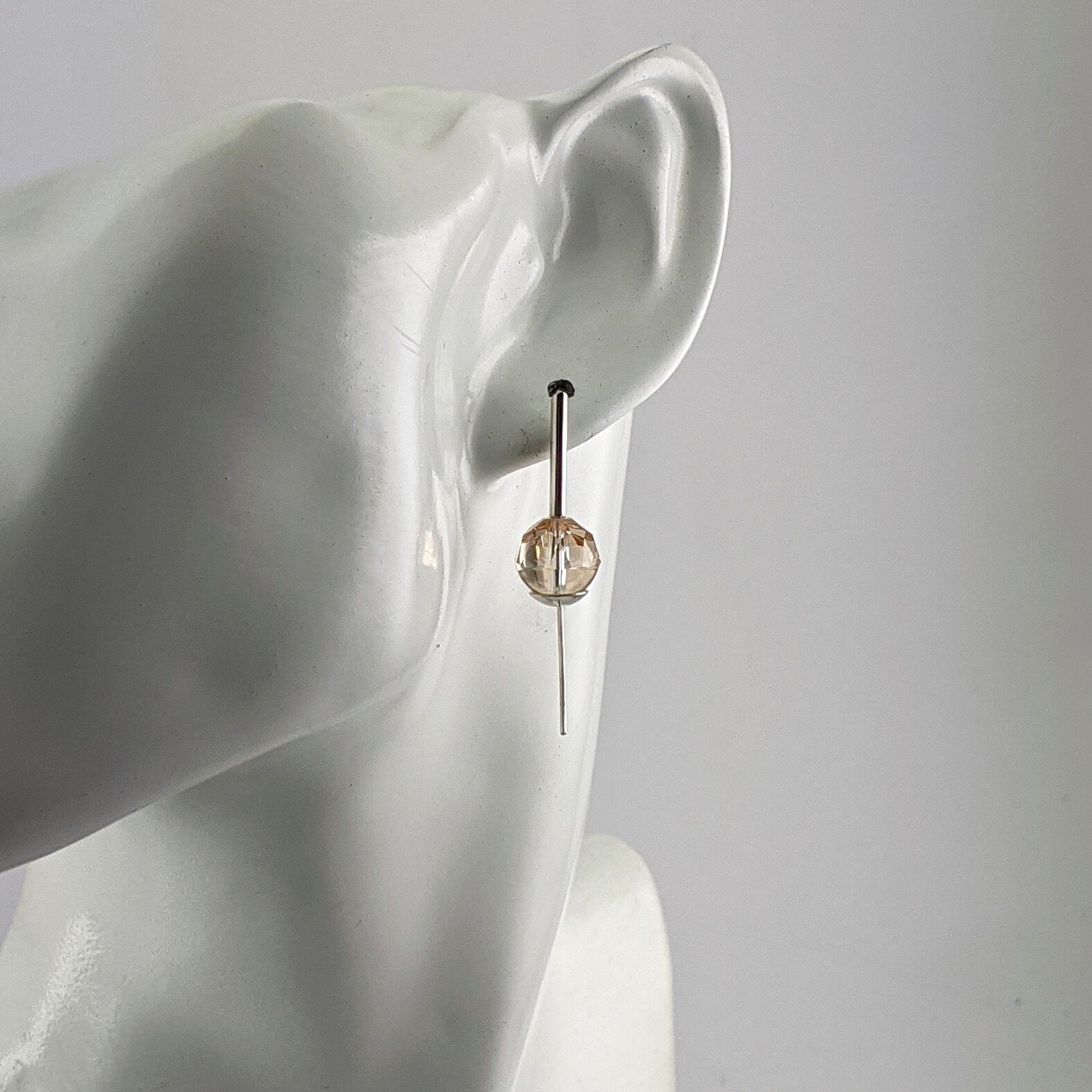 Black crystal ball drop earrings