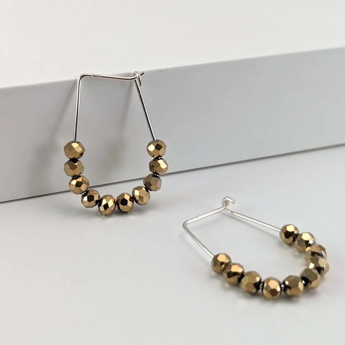 Antique gold crystal hoop earrings